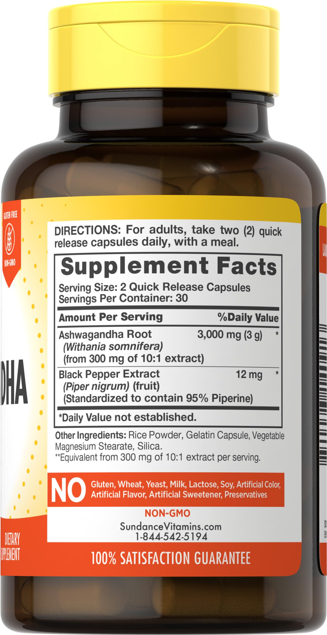 Foto 7 pulgar | Suplemento Sundance, Cápsulas De Ashwagandha, 3000 Mg, 60 Unidades - Venta Internacional.