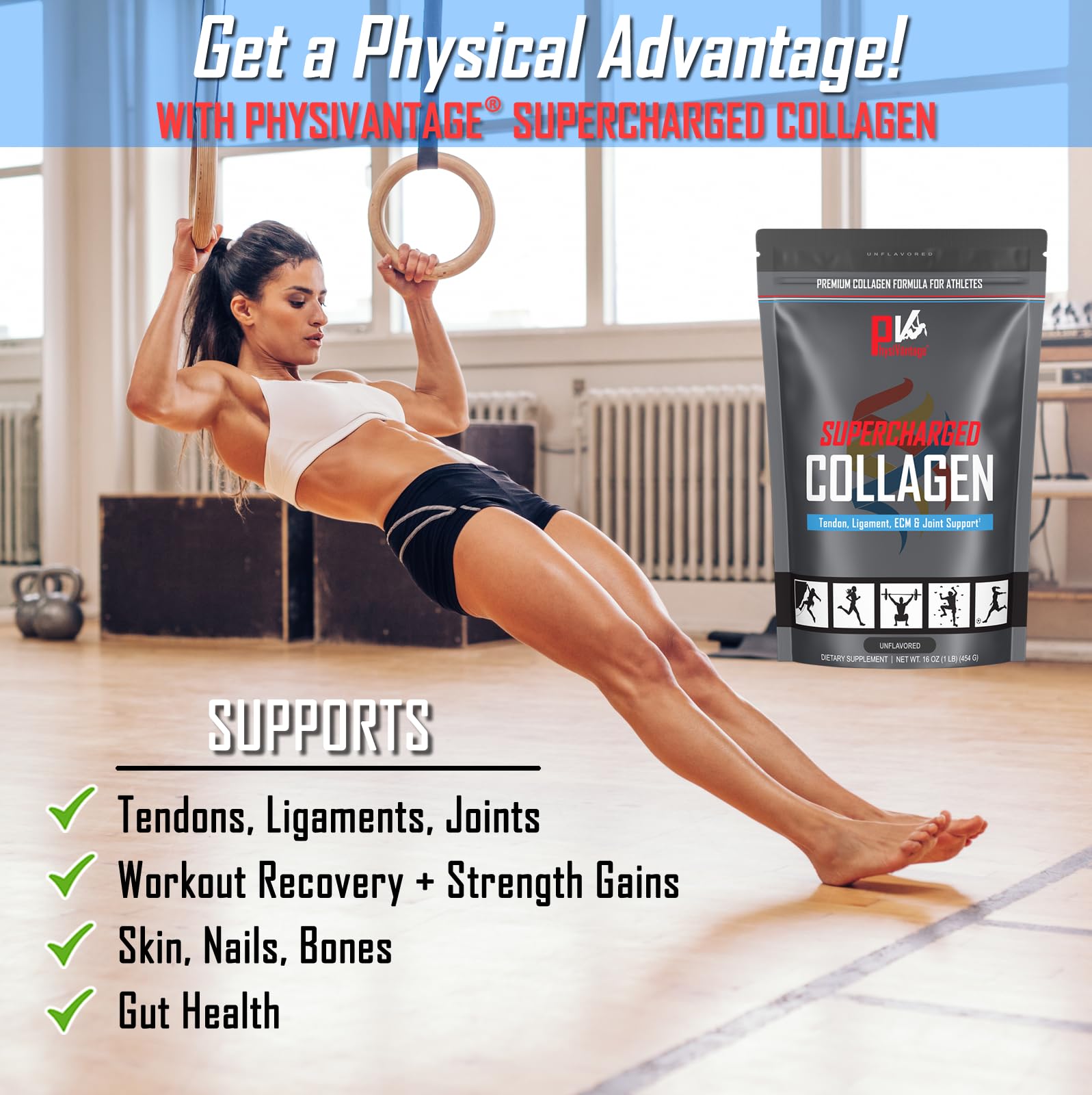 Foto 3 pulgar | Colágeno En Polvo Physivantage Supercharged Con Vitamina C 450 Ml - Venta Internacional.