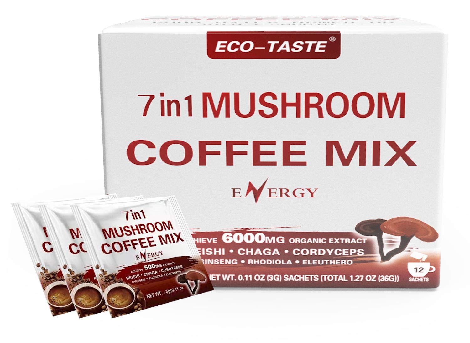 Foto 2 pulgar | Mezcla De Café Eco-taste Mushroom 7 En 1 Con Reishi, Cordyceps 12s - Venta Internacional.