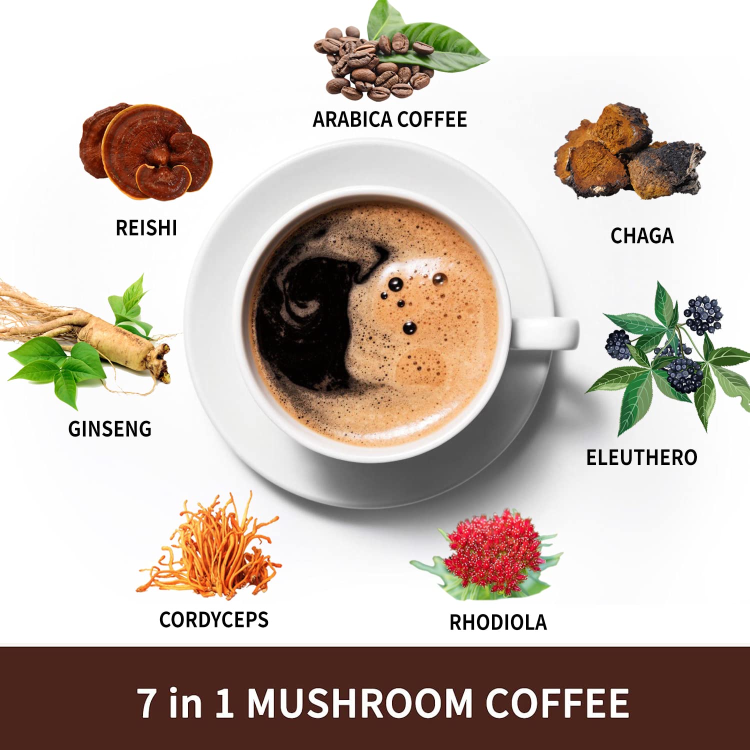 Foto 6 pulgar | Mezcla De Café Eco-taste Mushroom 7 En 1 Con Reishi, Cordyceps 12s - Venta Internacional.