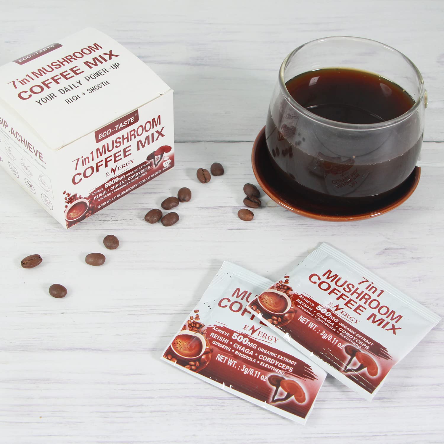 Foto 7 pulgar | Mezcla De Café Eco-taste Mushroom 7 En 1 Con Reishi, Cordyceps 12s - Venta Internacional.