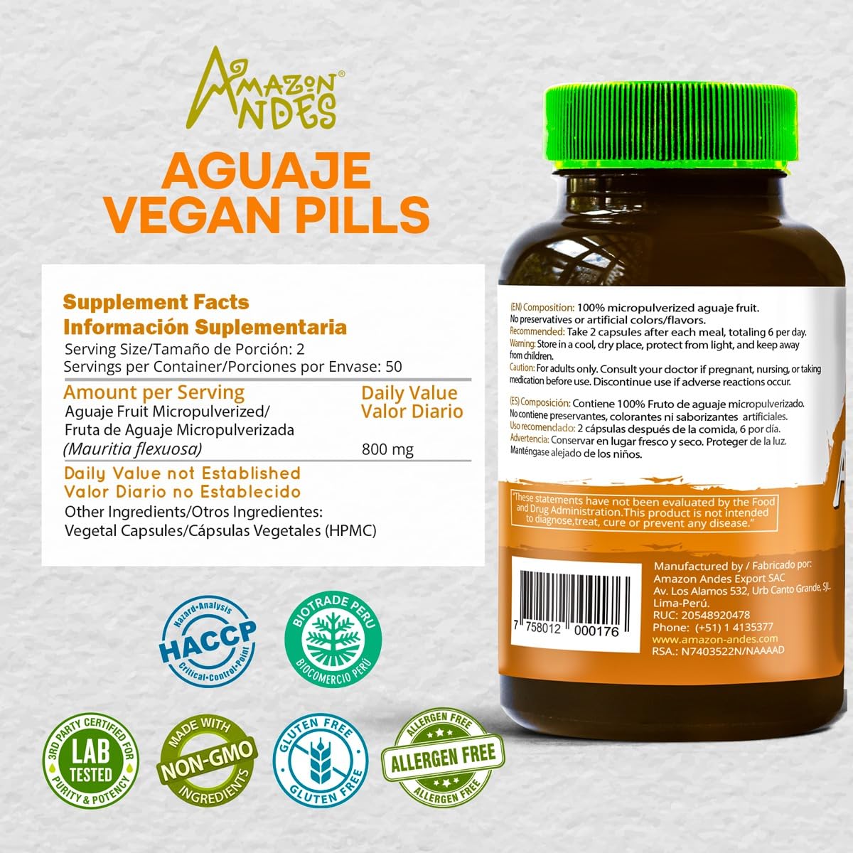 Foto 3 pulgar | Suplemento Amazon Andes Aguaje Buriti En Cápsulas, 100 Píldoras Veganas - Venta Internacional.