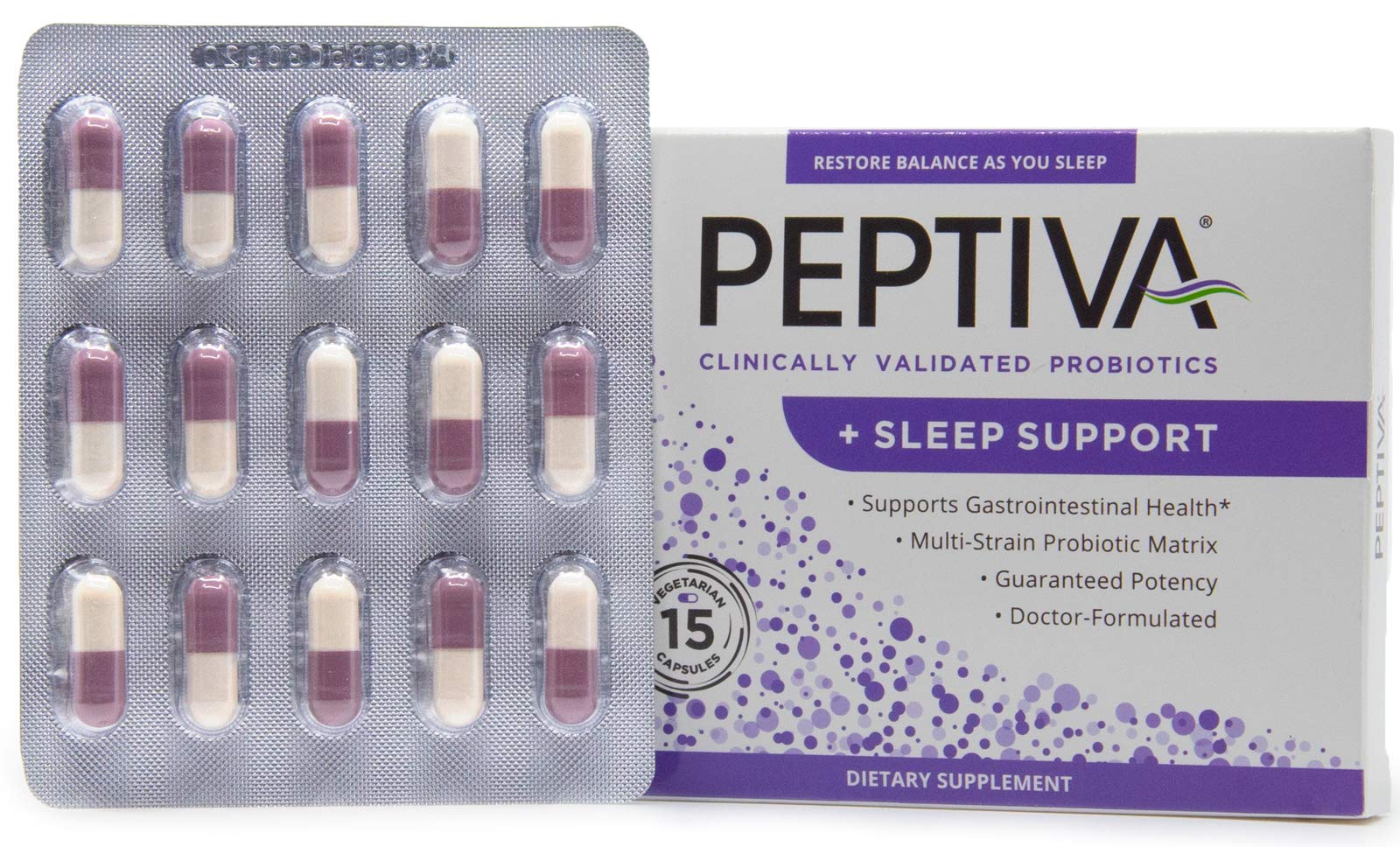 Foto 3 pulgar | Complemente El Probiótico Peptiva De 26 Mil Millones De Cfu Con Soporte Para Dormir - Venta Internacional.