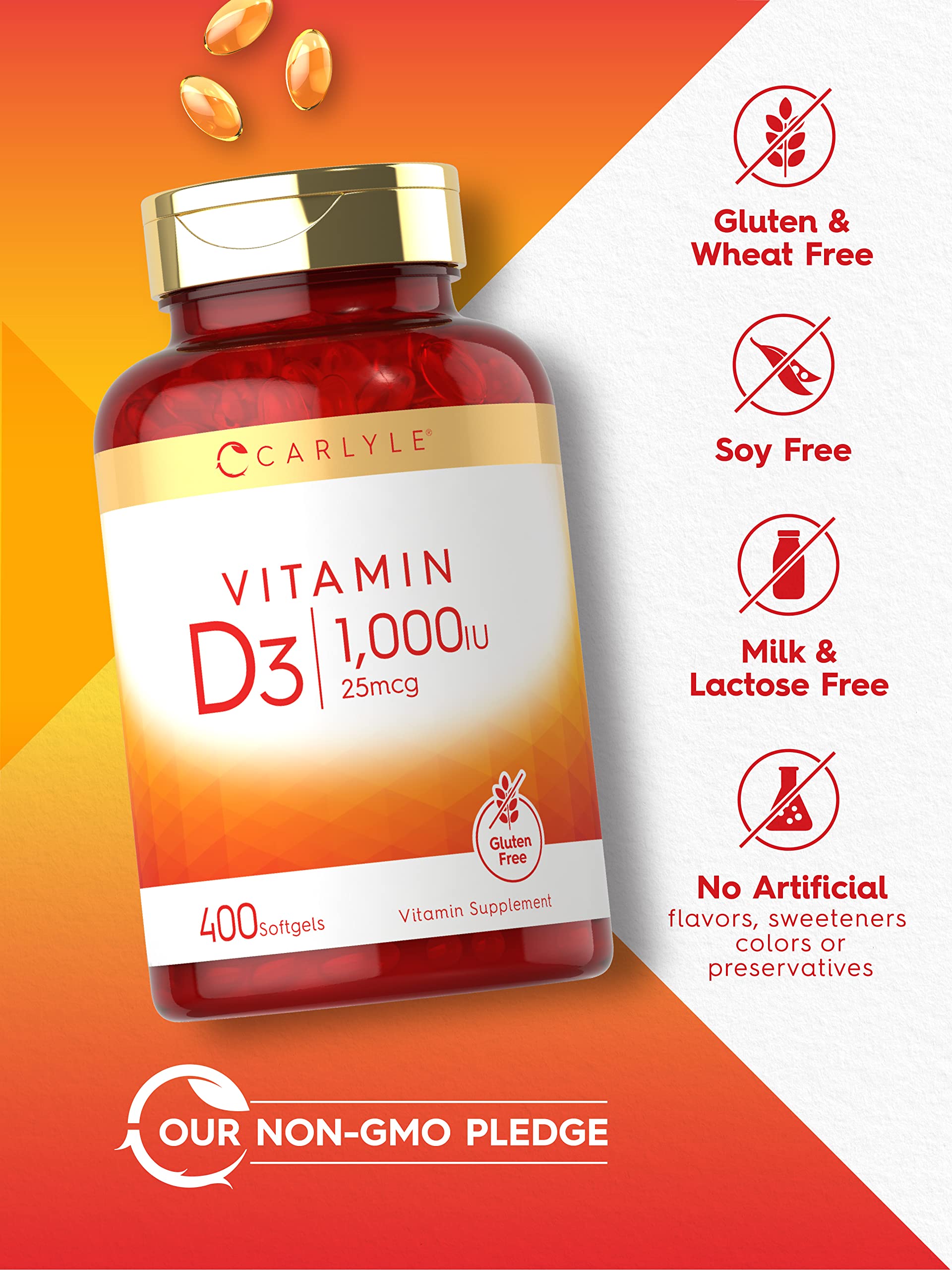Foto 5 pulgar | Suplemento Carlyle De Vitamina D3 1000 Ui 400 Cápsulas Blandas - Venta Internacional.