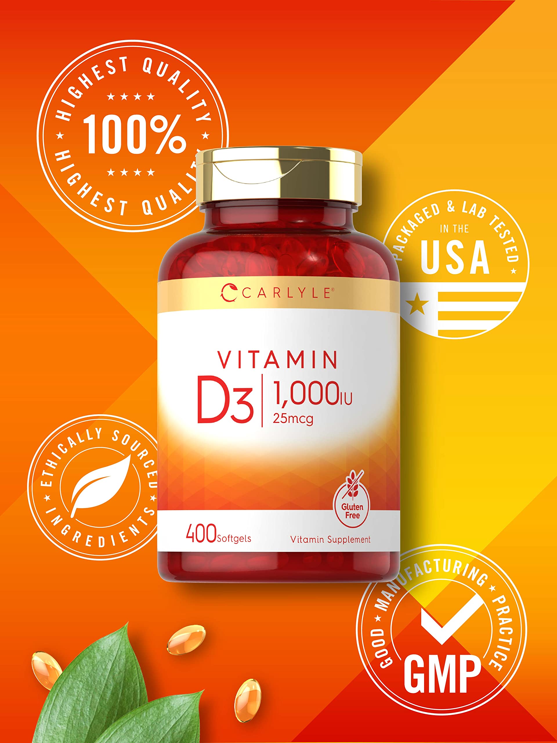 Foto 5 | Suplemento Carlyle De Vitamina D3 1000 Ui 400 Cápsulas Blandas - Venta Internacional.