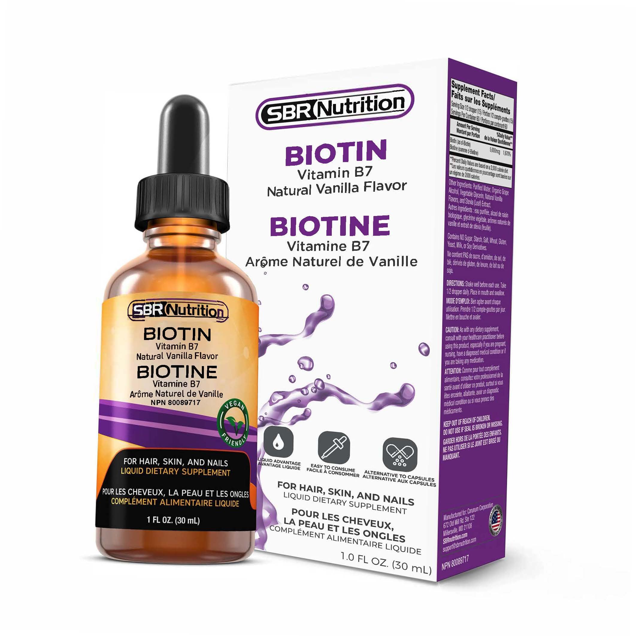 Foto 6 pulgar | Suplemento Sbr Nutrition, Gotas Líquidas De Biotina, 5000 Mcg, 30 Ml - Venta Internacional.