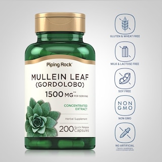Foto 3 | Suplemento De Extracto De Hoja De Gordolobo De Piping Rock 1500 Mg 200 Cápsulas - Venta Internacional.