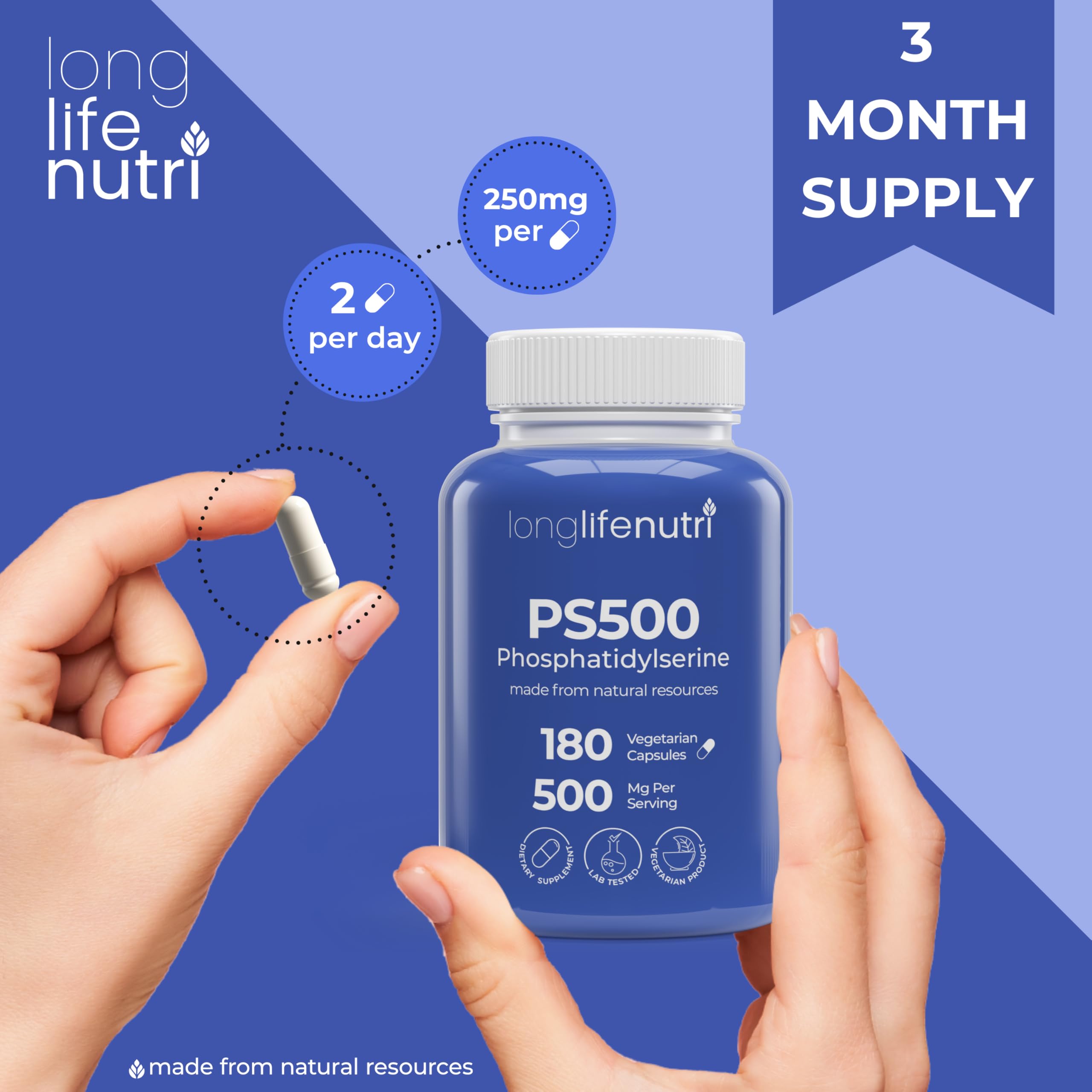 Foto 6 pulgar | Suplemento Longlife Nutri Fosfatidilserina Pura 500 Mg X180 - Venta Internacional.