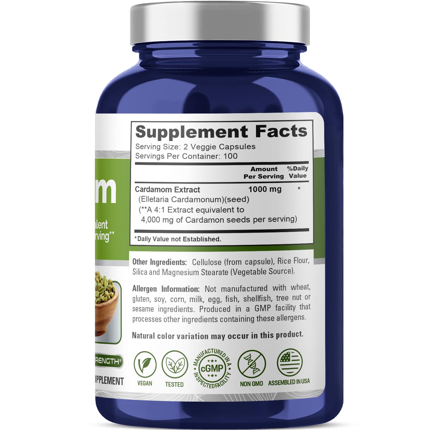 Foto 3 pulgar | Suplemento De Extracto De Cardamomo Nusapure 4000 Mg 200 Cápsulas - Venta Internacional.