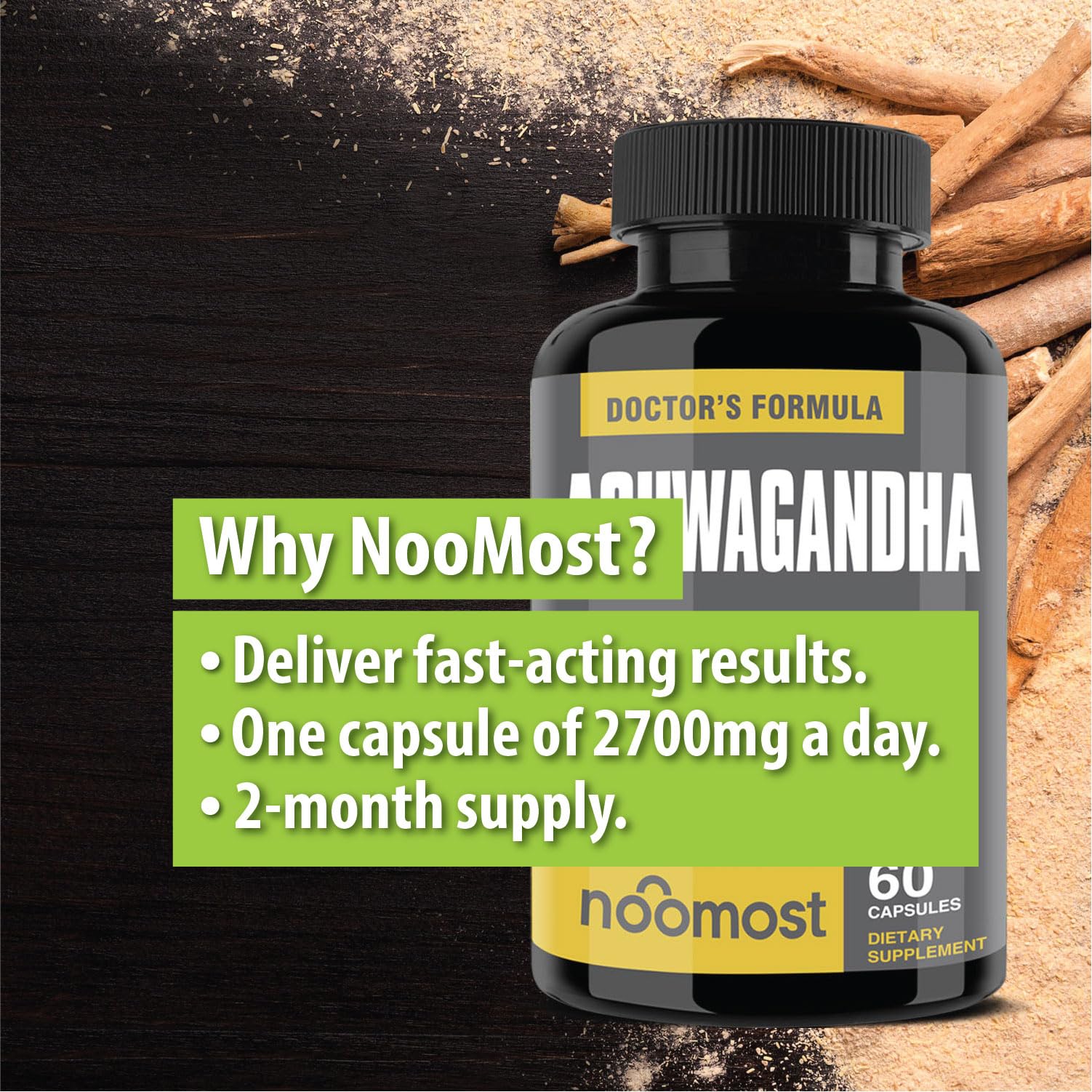 Foto 5 pulgar | Suplementos De Ashwagandha Orgánica Noomost 2700 Mg Con Pimienta Negra - Venta Internacional.