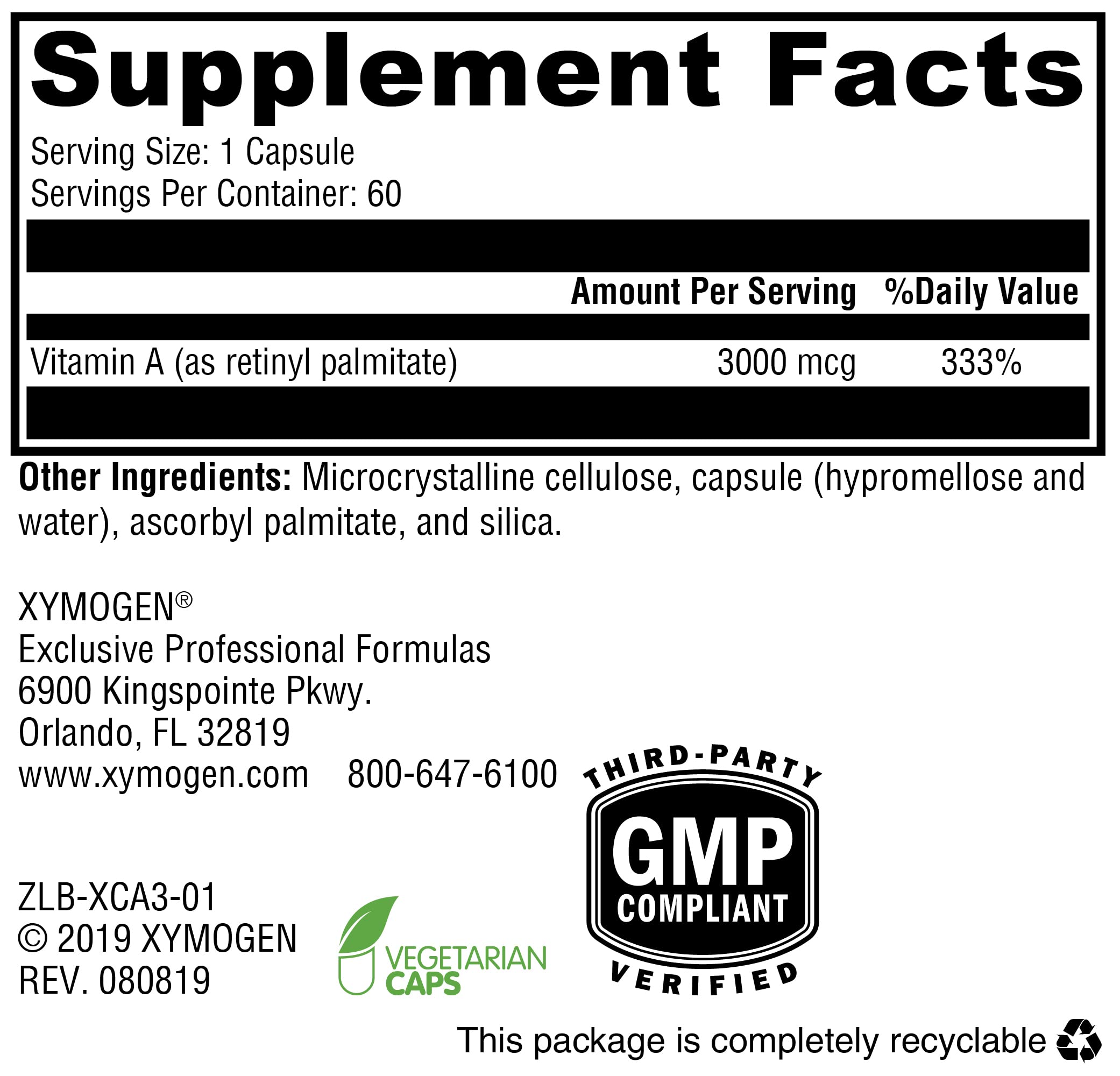 Foto 6 pulgar | Suplemento Xymogen Xcellent A 3000-10.000 Ui De Vitamina A - Venta Internacional.
