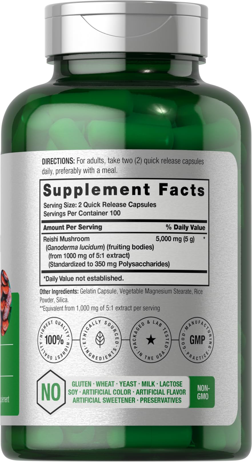 Foto 3 pulgar | Suplemento Horbaach, Cápsulas De Hongos Reishi, 5000 Mg, 200 Unidades - Venta Internacional.