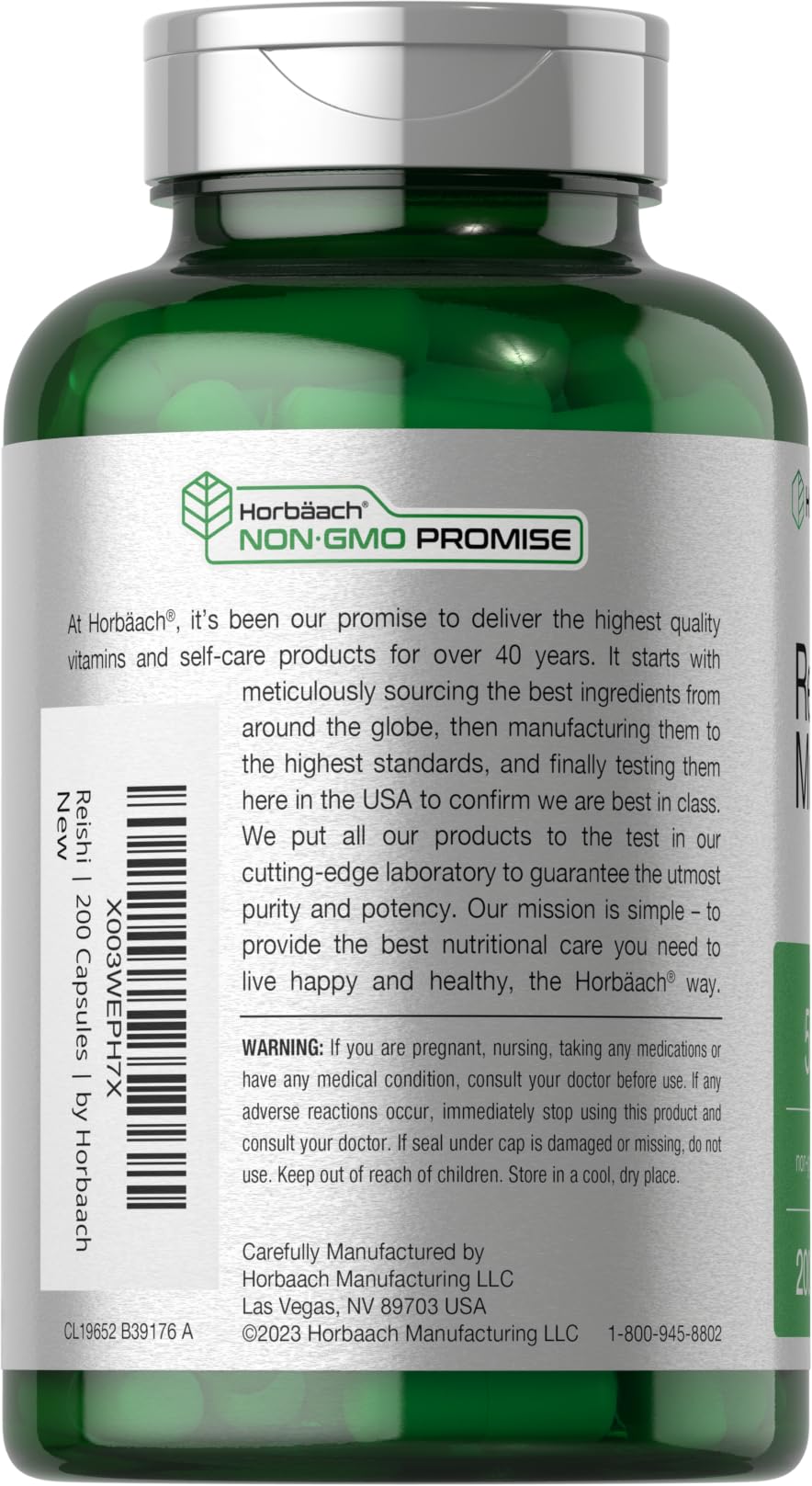 Foto 3 | Suplemento Horbaach, Cápsulas De Hongos Reishi, 5000 Mg, 200 Unidades - Venta Internacional.