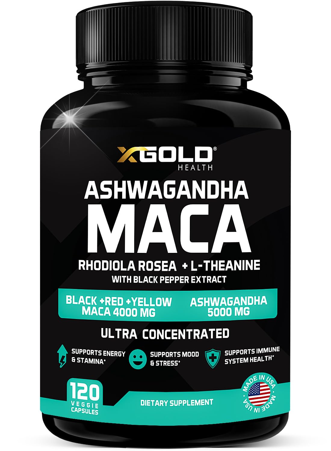 Suplemento X Gold Health Ashwagandha De 5000 Mg + Raíz De Maca - Venta Internacional.