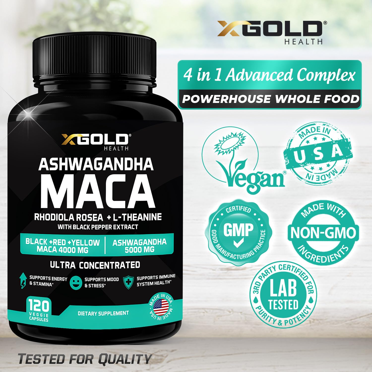 Foto 6 pulgar | Suplemento X Gold Health Ashwagandha De 5000 Mg + Raíz De Maca - Venta Internacional.