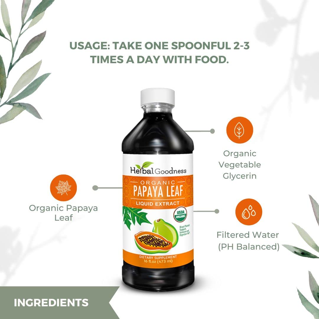 Foto 6 | Suplemento A Base De Hierbas, Papaya, Extracto De Hoja De Papaya, 473 Ml - Venta Internacional.