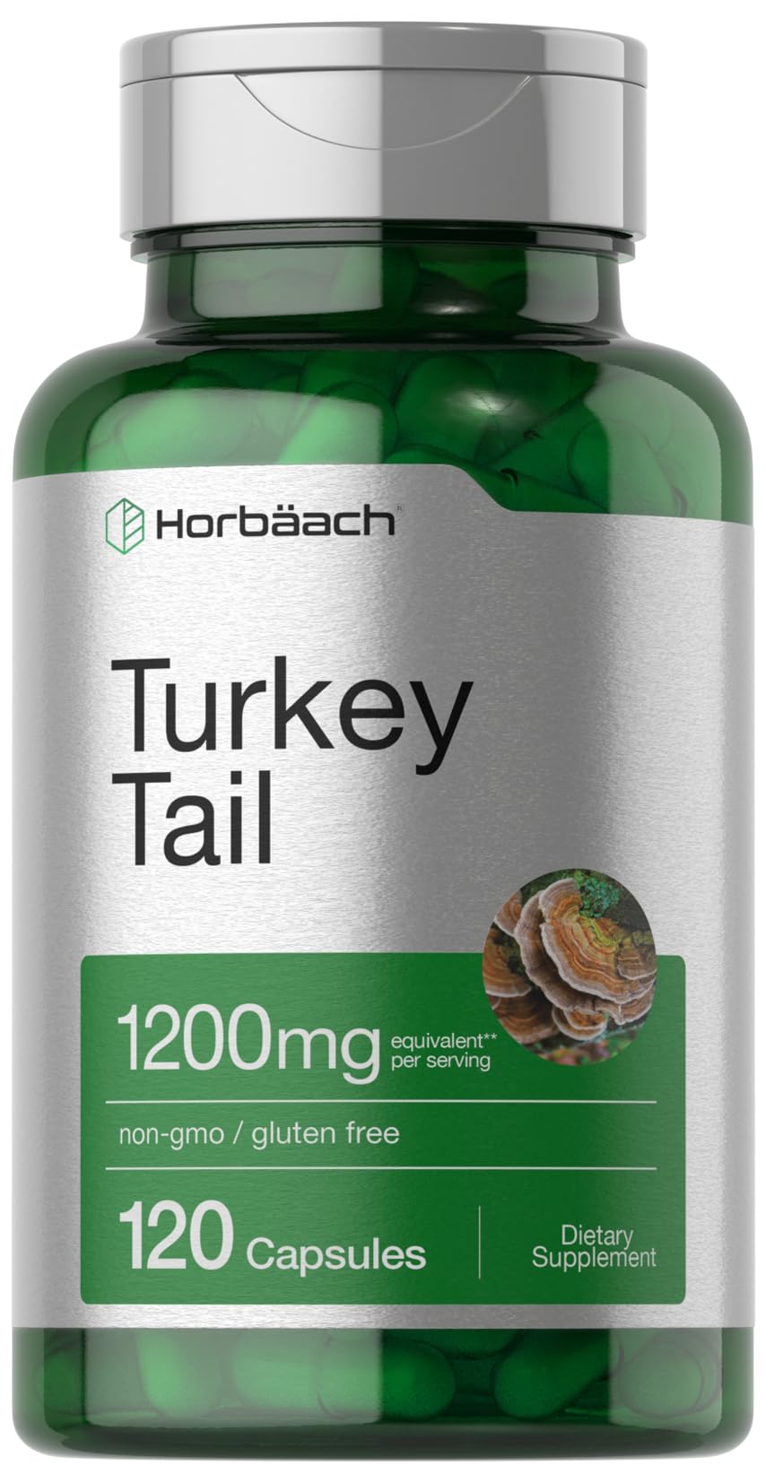Suplemento Horbaach, Cola De Pavo, Hongos, 1200 Mg, 120 Cápsulas - Venta Internacional.