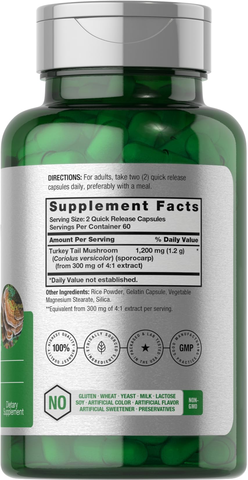 Foto 3 pulgar | Suplemento Horbaach, Cola De Pavo, Hongos, 1200 Mg, 120 Cápsulas - Venta Internacional.