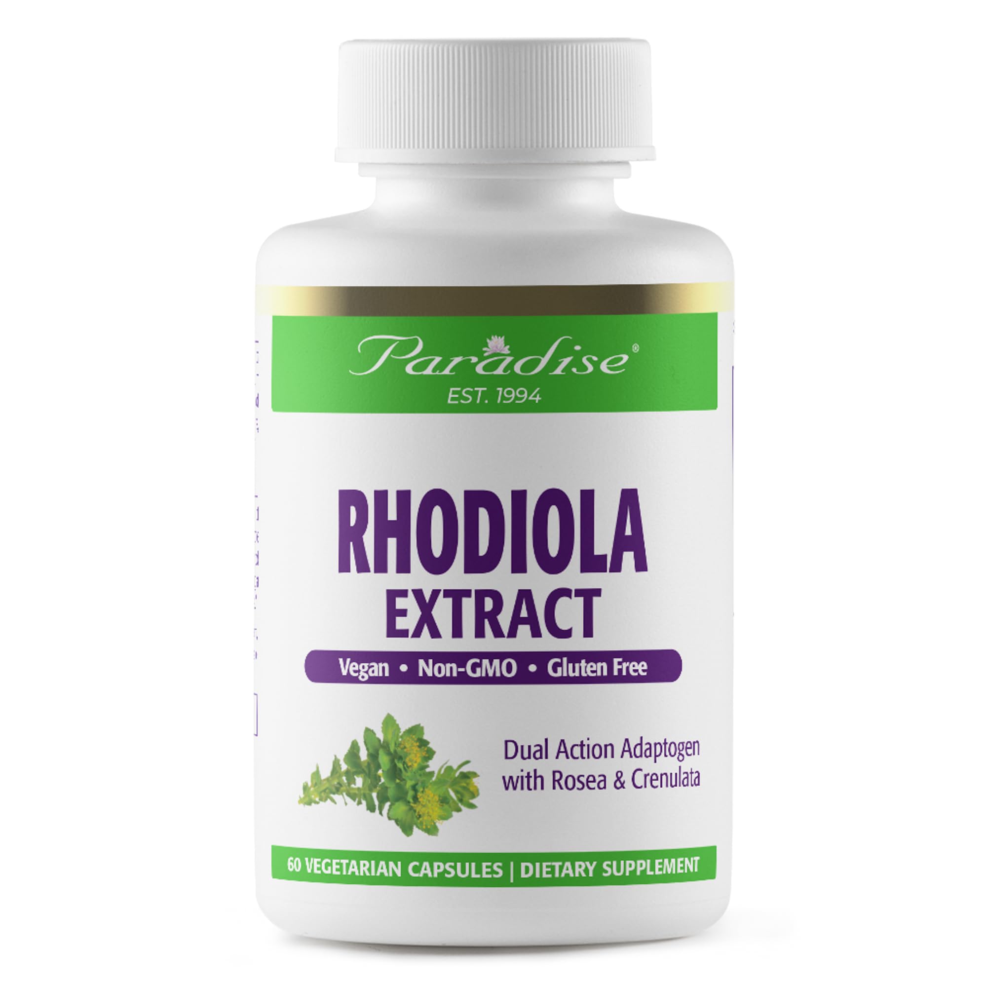 Suplemento De Extracto De Rodiola Paradise Herbs 500 Mg 60 Cápsulas - Venta Internacional.