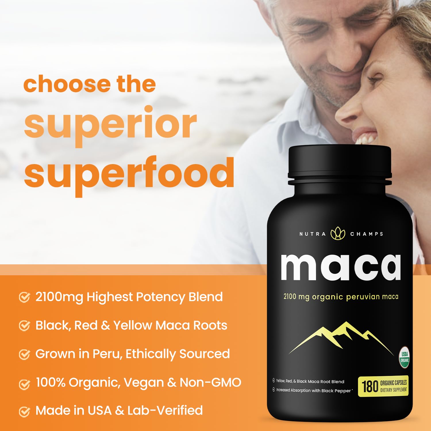 Foto 4 pulgar | Suplemento Nutrachamps De Raíz De Maca Orgánica, 2100 Mg, 180 Cápsulas - Venta Internacional.