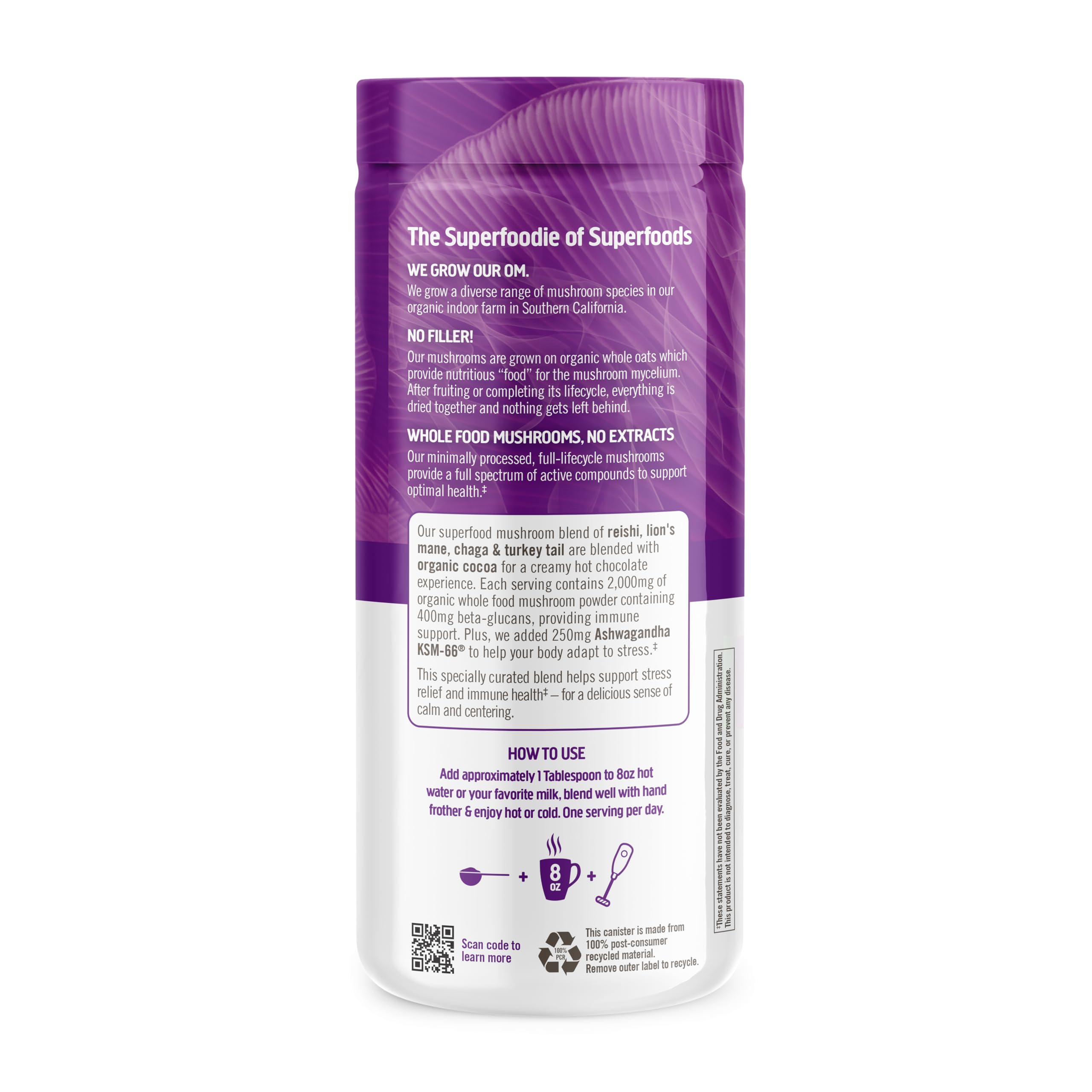 Foto 3 pulgar | Mezcla De Hongos Con Mezcla De Chocolate Caliente Superfood, 250 Ml Om - Venta Internacional.