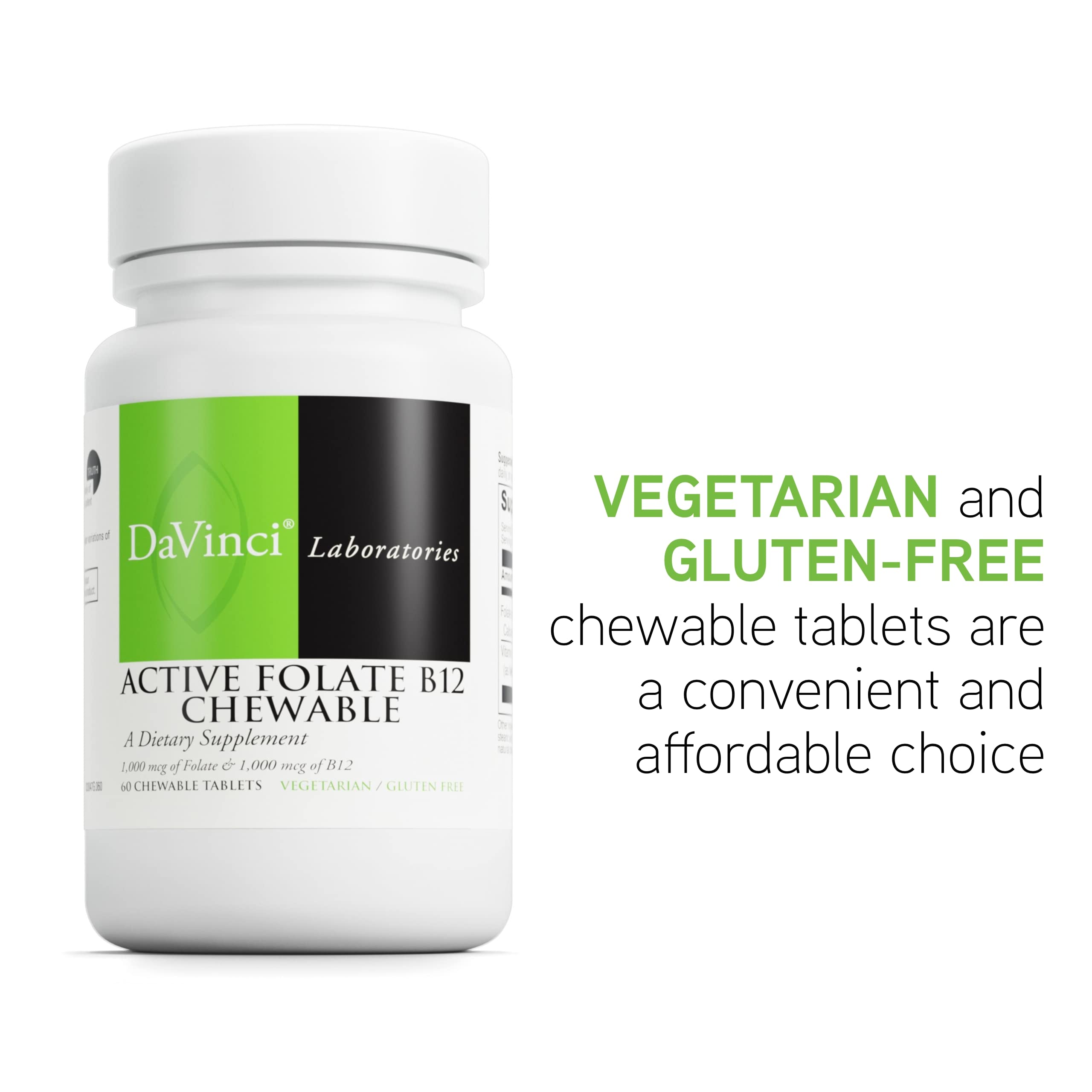Foto 5 | Suplemento Davinci Labs De Folato Activo B12 Masticable, 60 Tabletas - Venta Internacional.