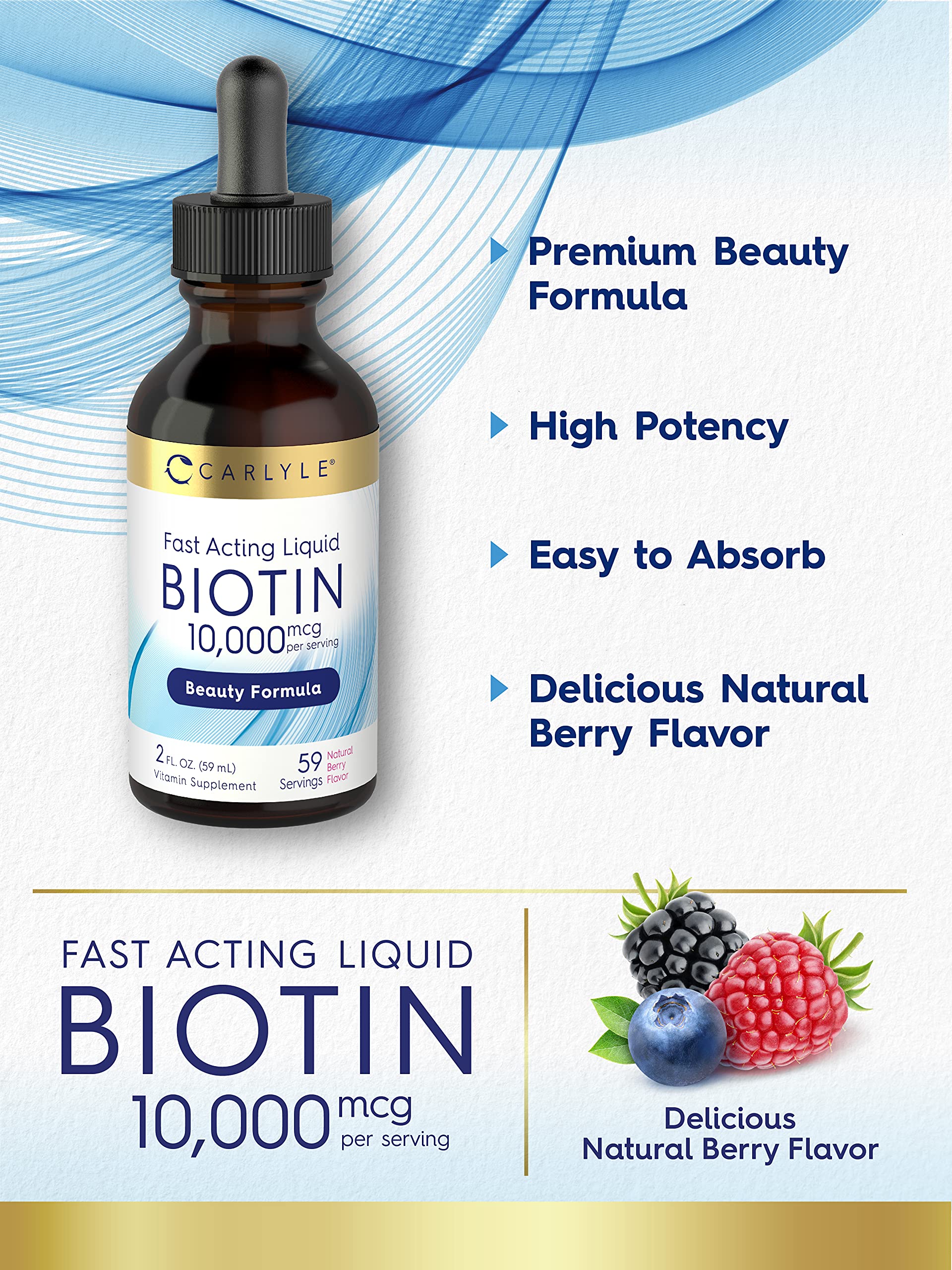 Foto 4 pulgar | Suplemento Carlyle Liquid Biotina De 10.000 Mcg, 60 Ml, Extra Fuerte - Venta Internacional.