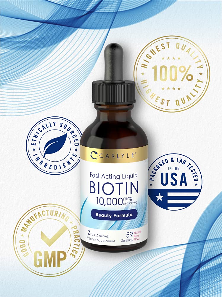 Foto 6 pulgar | Suplemento Carlyle Liquid Biotina De 10.000 Mcg, 60 Ml, Extra Fuerte - Venta Internacional.