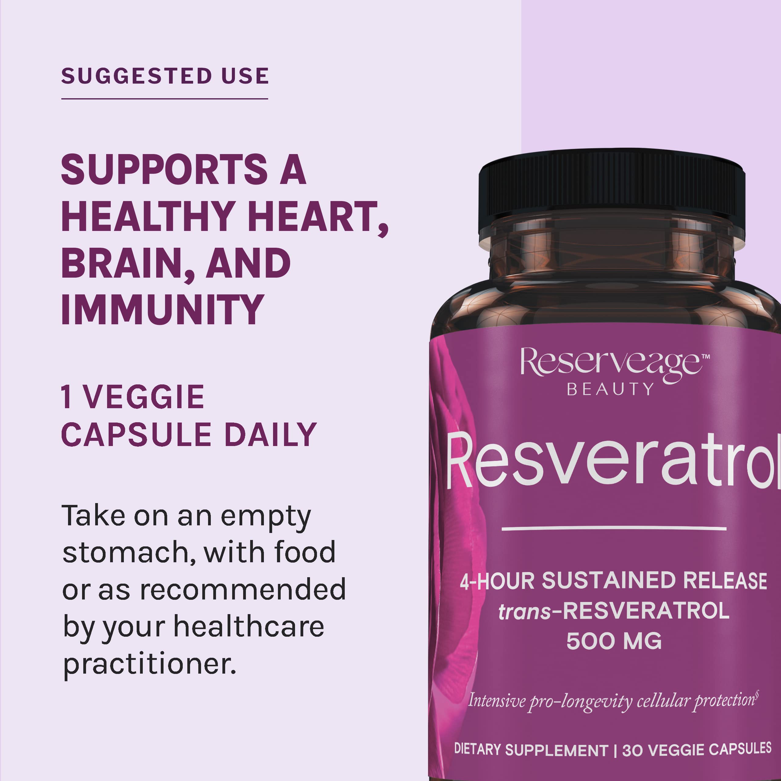 Foto 5 | Suplemento Reserveage Resveratrol 500 Mg De Antioxidante 30 Cápsulas - Venta Internacional.
