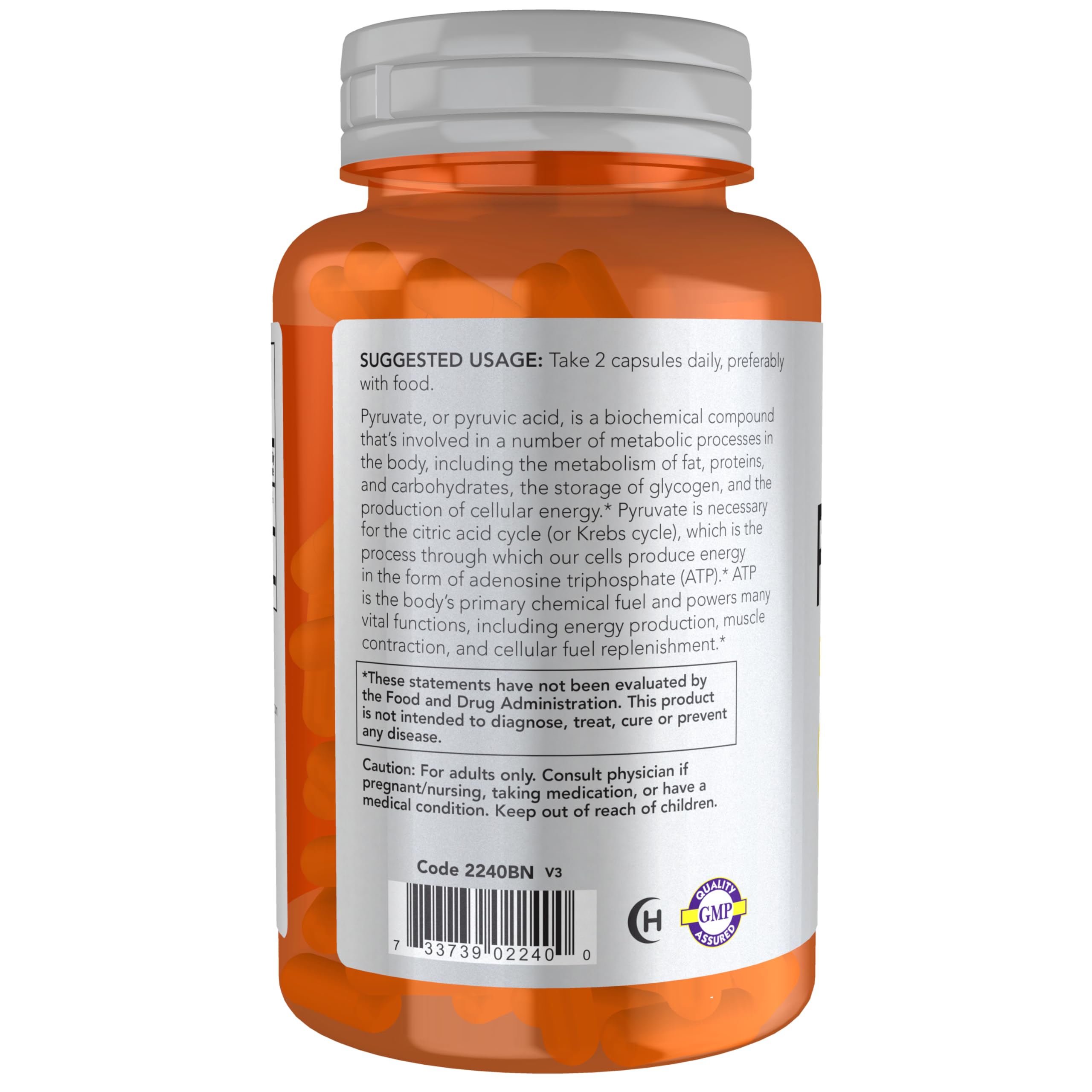 Foto 4 pulgar | Suplemento Now Foods Sports Nutrition, Piruvato, 600 Mg, 100 Cápsulas - Venta Internacional.