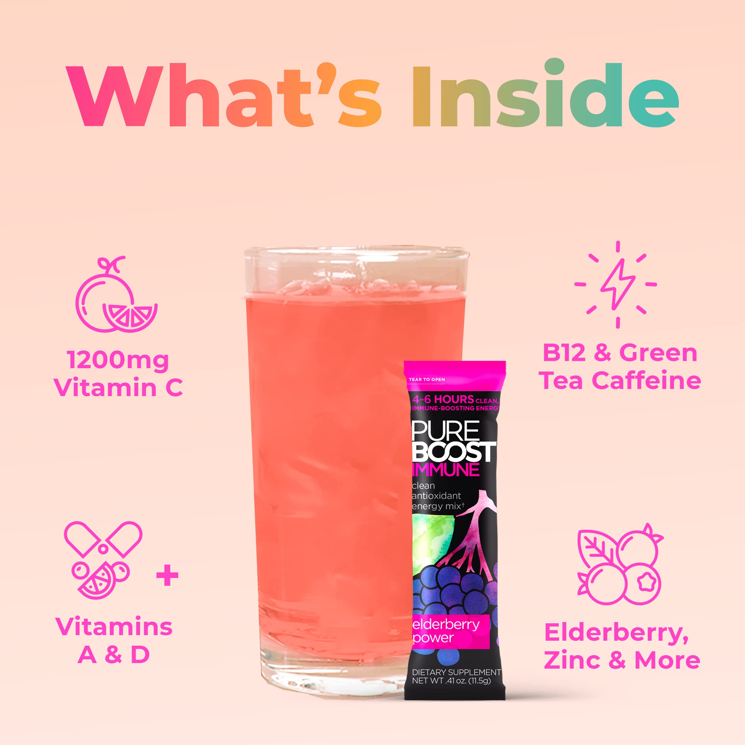 Foto 4 pulgar | Mezcla De Bebidas Energéticas Pureboost Immune Con Saúco, 30 Unidades - Venta Internacional.