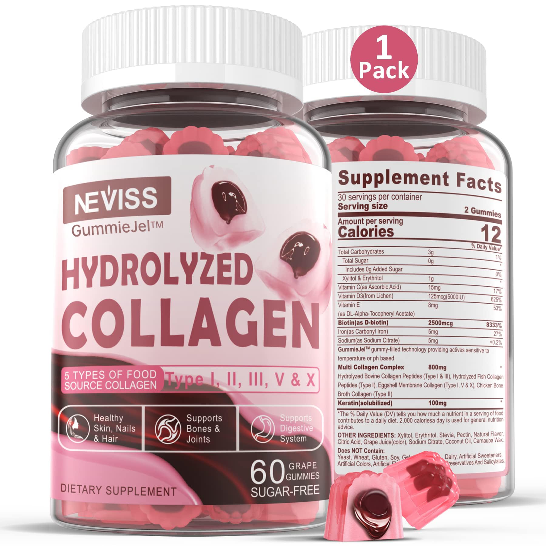 Foto 1 | Gummies Nevissbags Colágeno Hidrolizado Sin Azúcar 800 Mg - Venta Internacional.