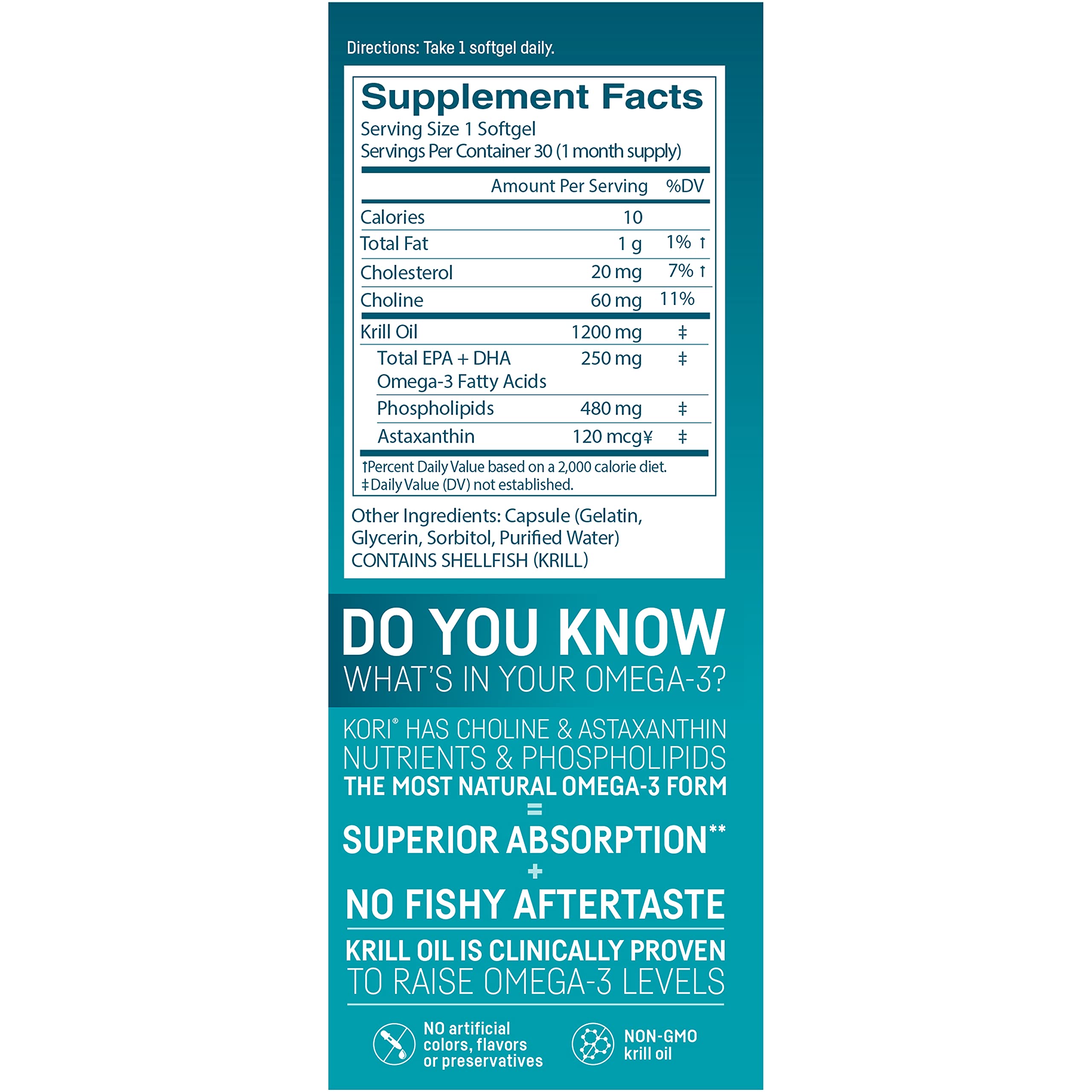 Foto 3 pulgar | Suplemento De Aceite De Krill Kori Omega-3 1200 Mg Max Strength 1 Soft - Venta Internacional.