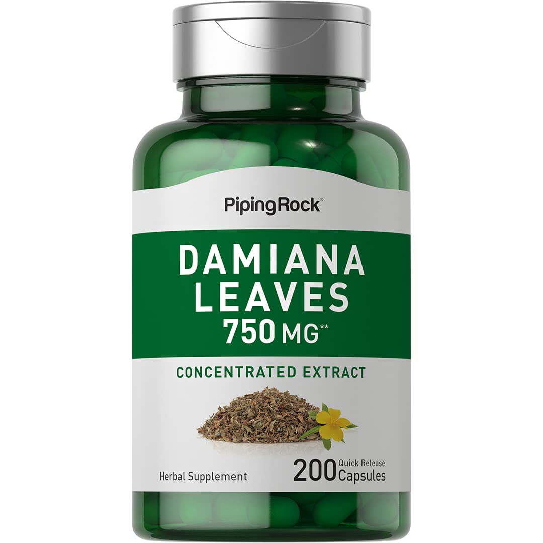 Foto 2 pulgar | Suplemento: Extracto De Hoja De Damiana De Piping Rock, 750 Mg, 200 Cápsulas - Venta Internacional.
