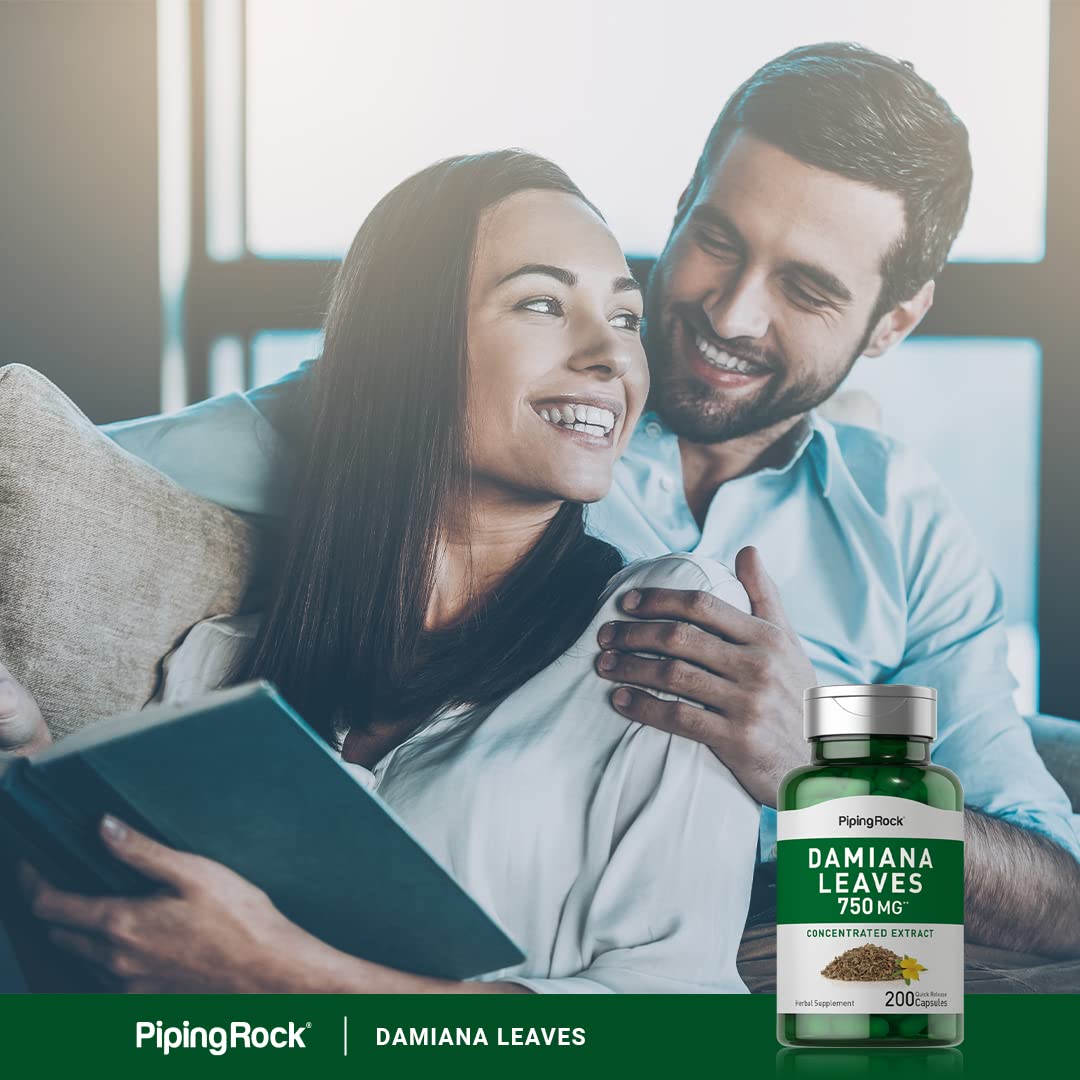 Foto 6 | Suplemento: Extracto De Hoja De Damiana De Piping Rock, 750 Mg, 200 Cápsulas - Venta Internacional.