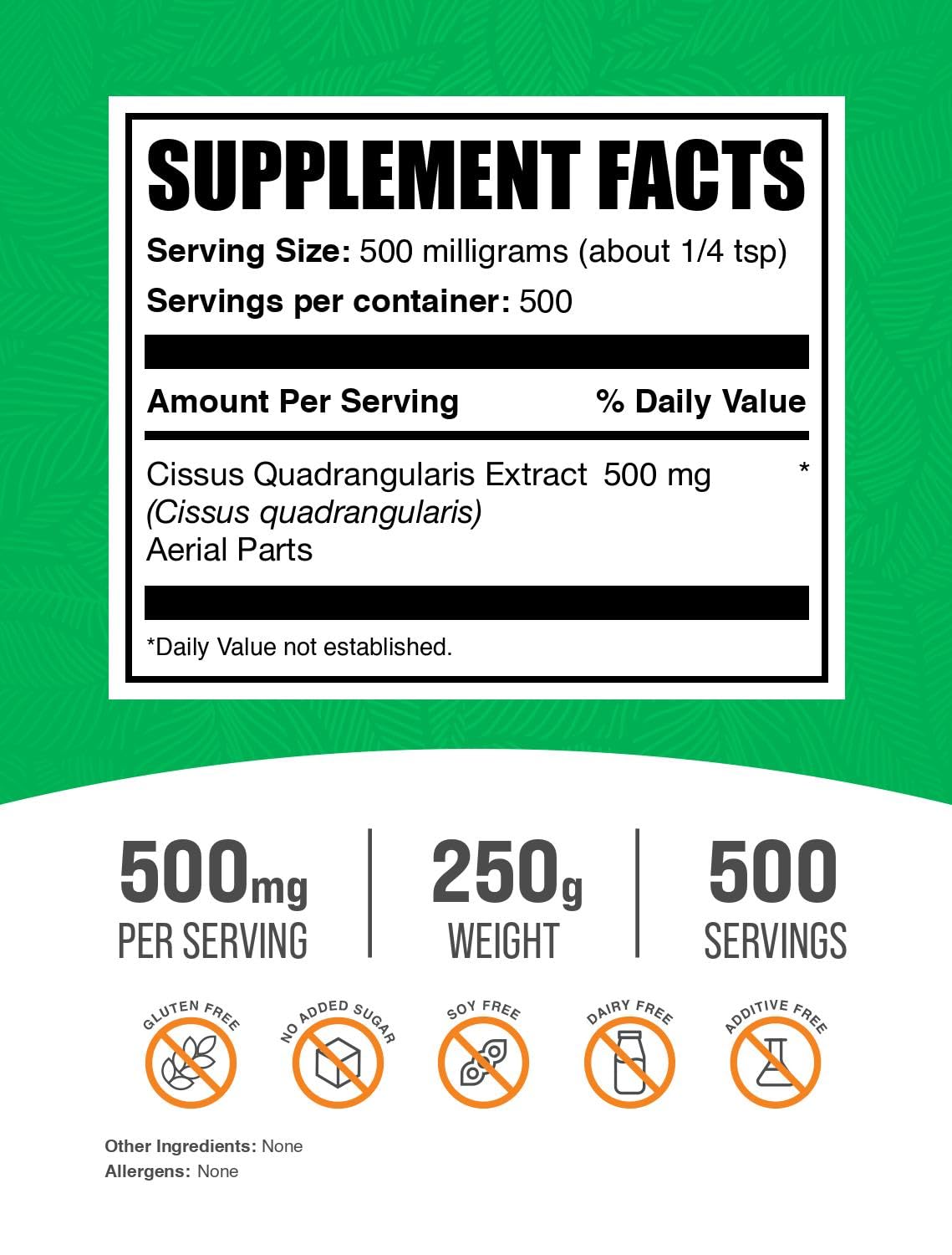 Foto 3 pulgar | Suplemento Bulksupplements.com Extracto De Cissus Quadrangularis En Polvo 250 G - Venta Internacional.