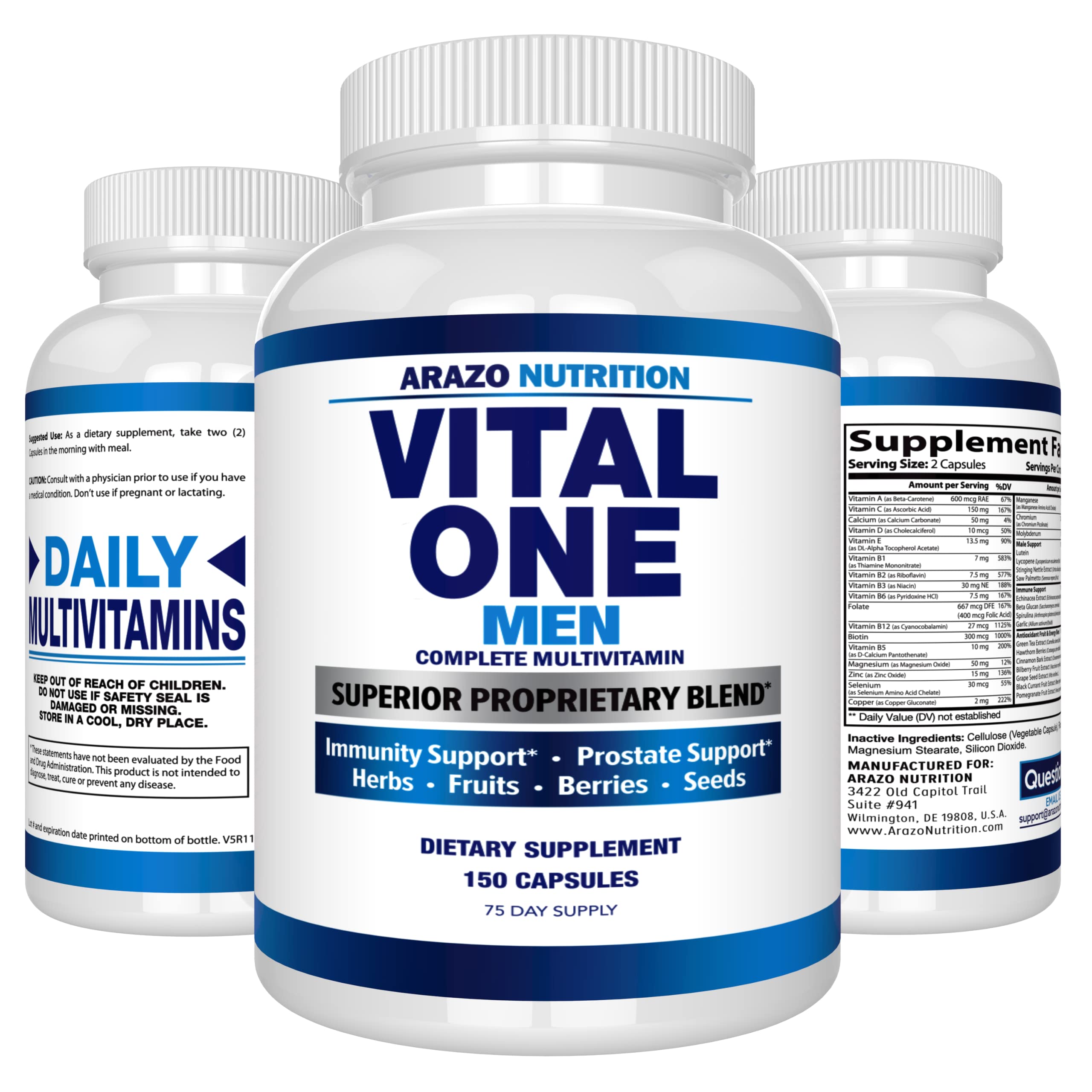 Foto 8 pulgar | Suplemento Arazo Nutrition Vital One Multivitamínico Para Hombres 150 Ca - Venta Internacional.