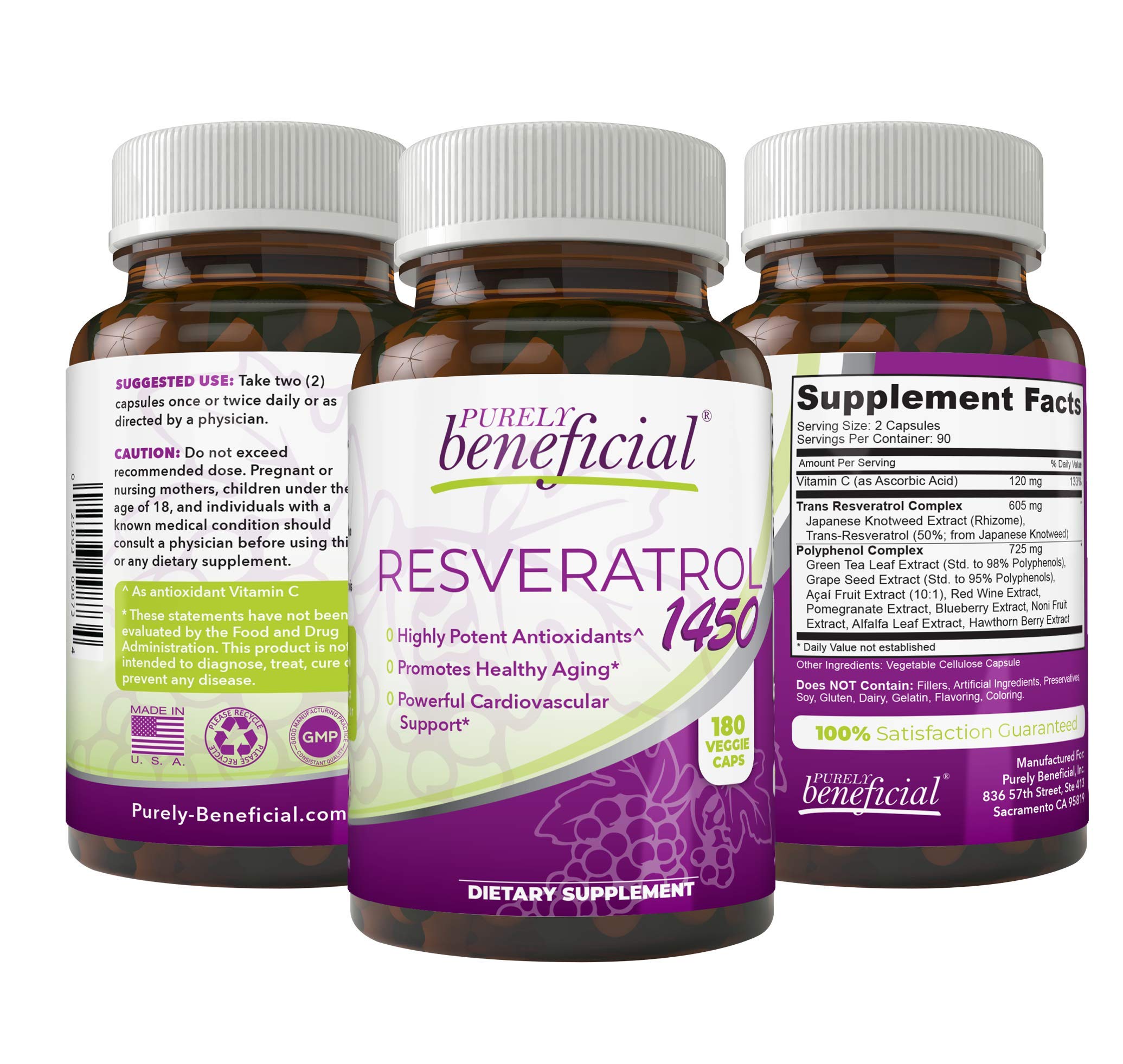 Foto 2 pulgar | Complemente El Suministro De 90 Días De Resveratrol 1450, Puramente Beneficioso - Venta Internacional.