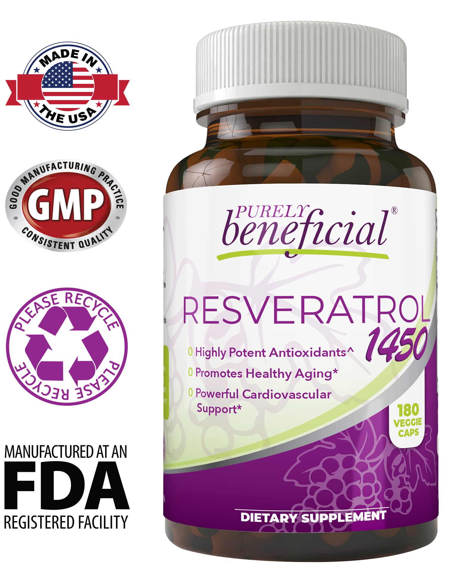 Foto 5 pulgar | Complemente El Suministro De 90 Días De Resveratrol 1450, Puramente Beneficioso - Venta Internacional.
