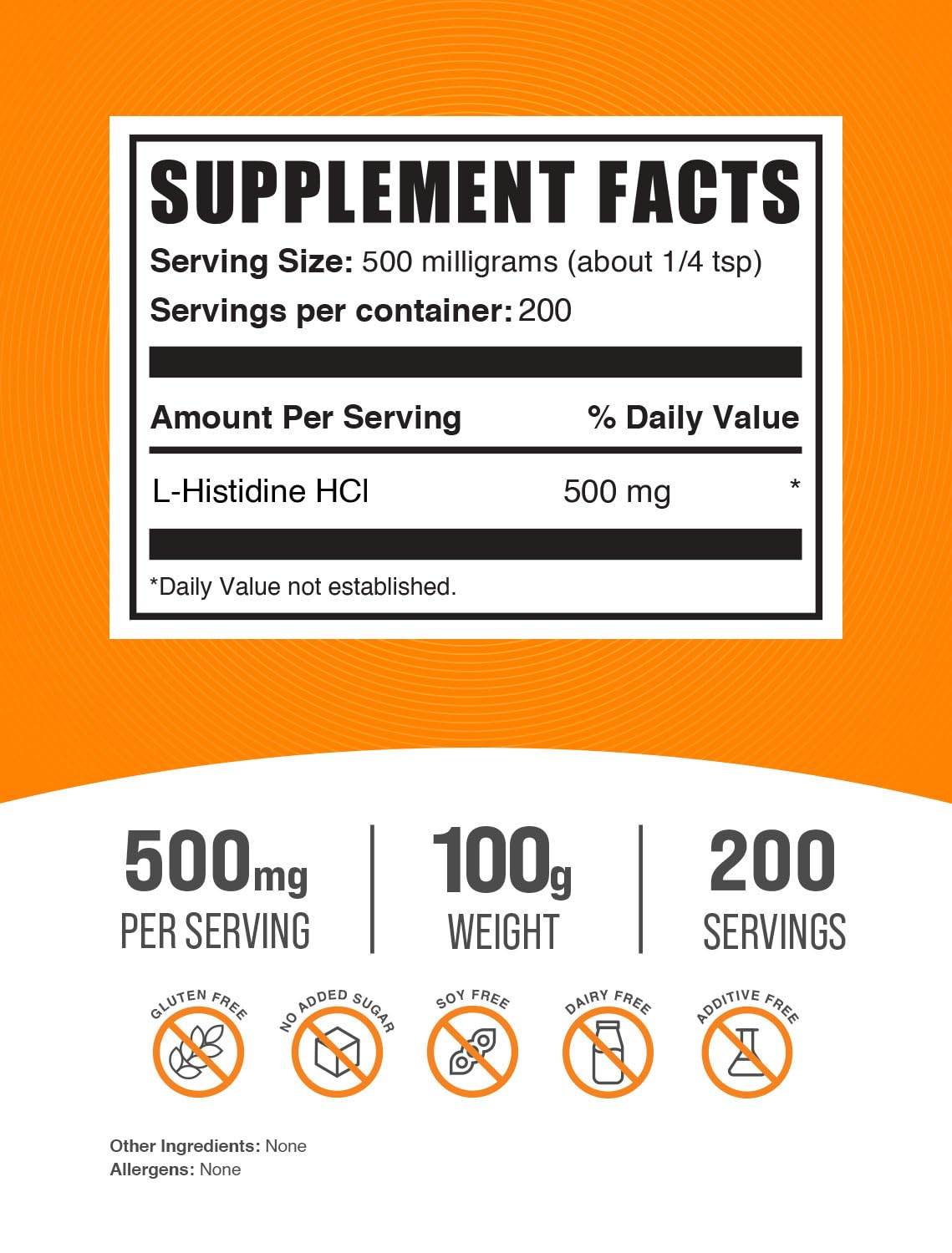 Foto 3 pulgar | Suplemento Bulksupplements.com L-histidina Hcl 100 G - Venta Internacional.