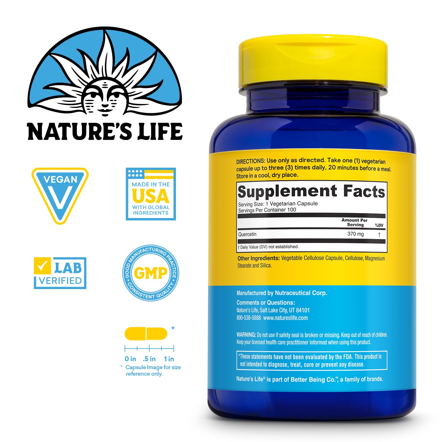 Foto 3 pulgar | Suplemento De Quercetina Fortificante Nature's Life 370 Mg 100 Cápsulas - Venta Internacional.