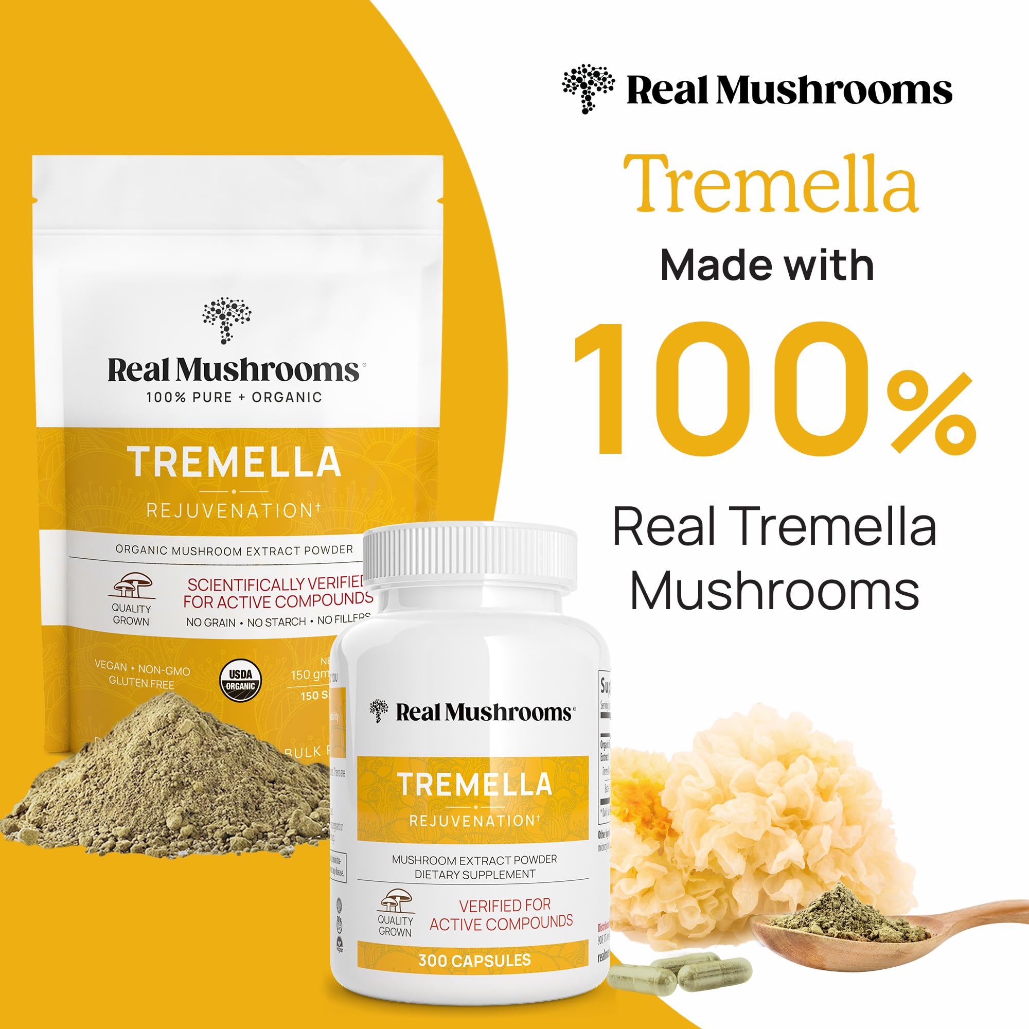 Foto 3 pulgar | Suplemento De Extracto De Hongo Tremella Real Mushrooms, 120 Unidades - Venta Internacional.