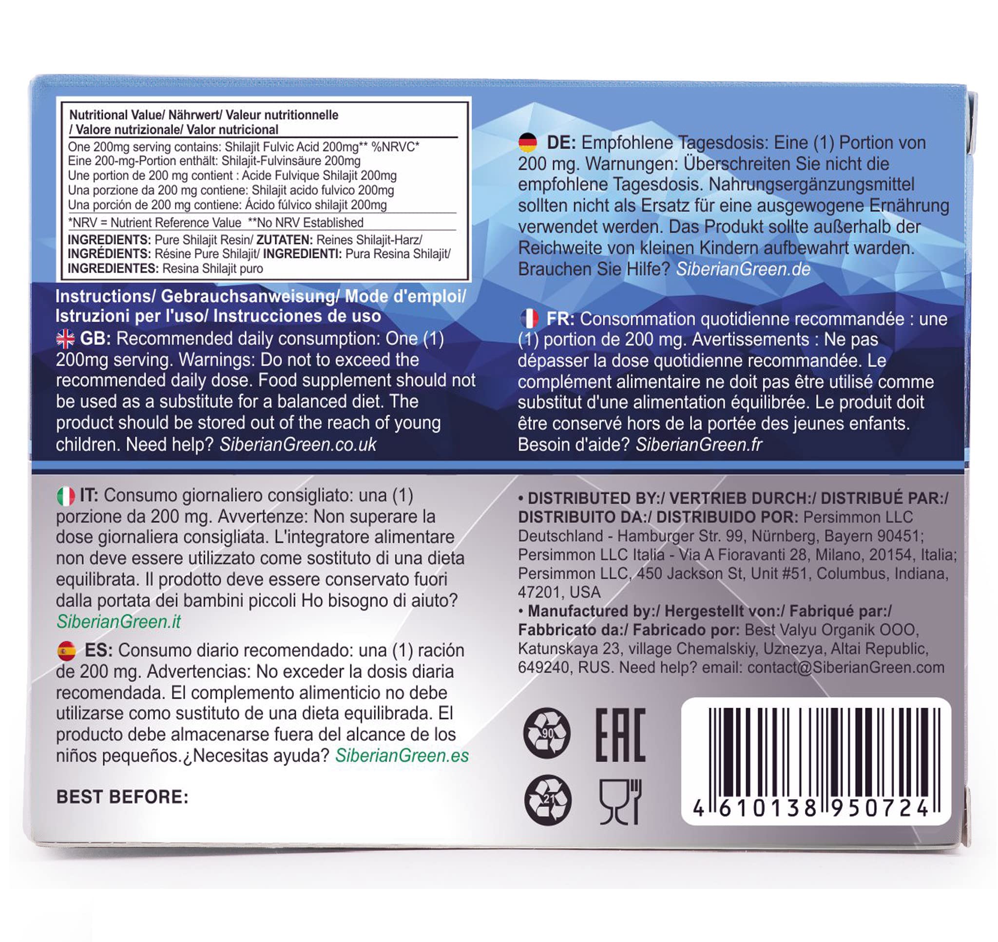 Foto 7 pulgar | Suplemento Siberian Green Natural Shilajit Tablets 120 Unidades - Venta Internacional.