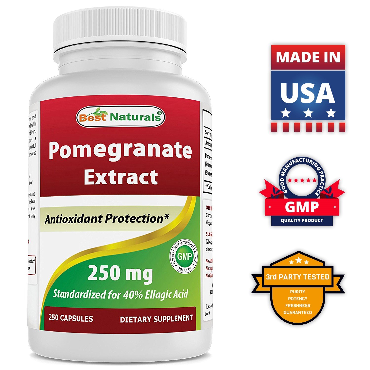 Foto 6 pulgar | Suplemento Best Naturals: Extracto De Granada, 250 Mg, 250 Cápsulas - Venta Internacional.