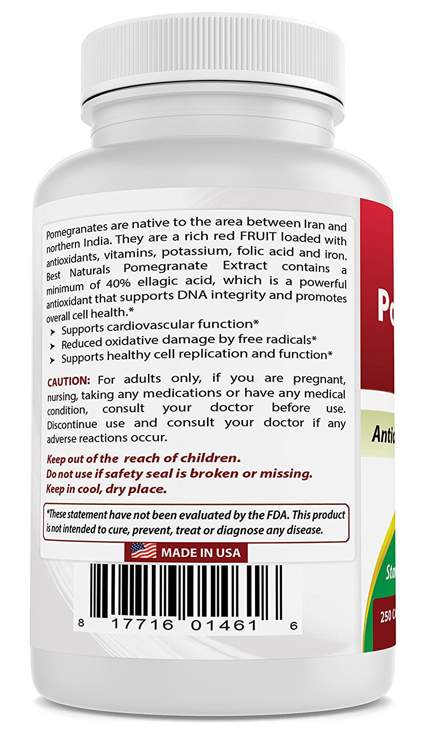 Foto 7 | Suplemento Best Naturals: Extracto De Granada, 250 Mg, 250 Cápsulas - Venta Internacional.