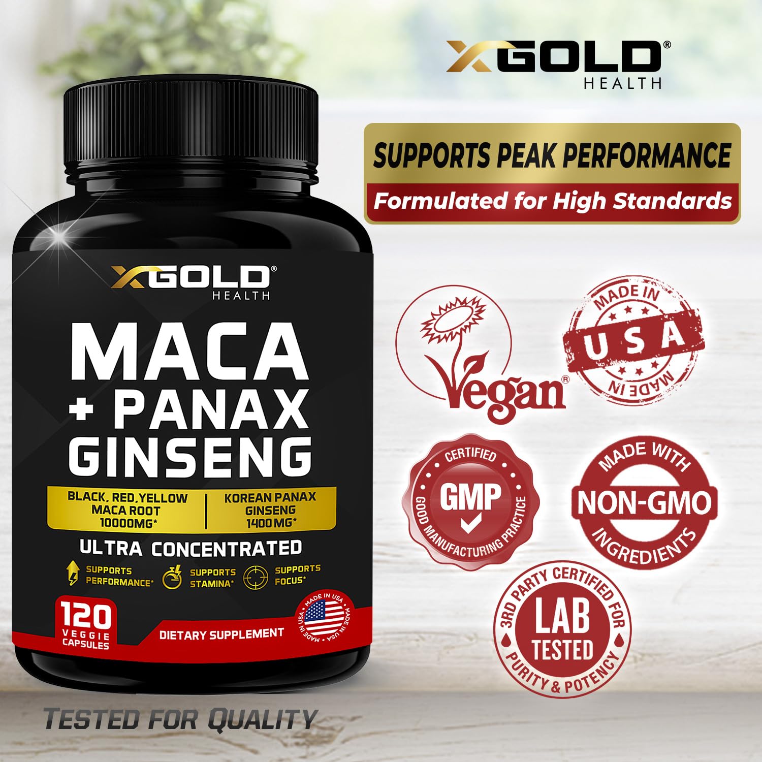 Foto 6 pulgar | Suplemento X Gold Health De Raíz De Maca De 10.000 Mg Más Ginseng Coreano - Venta Internacional.