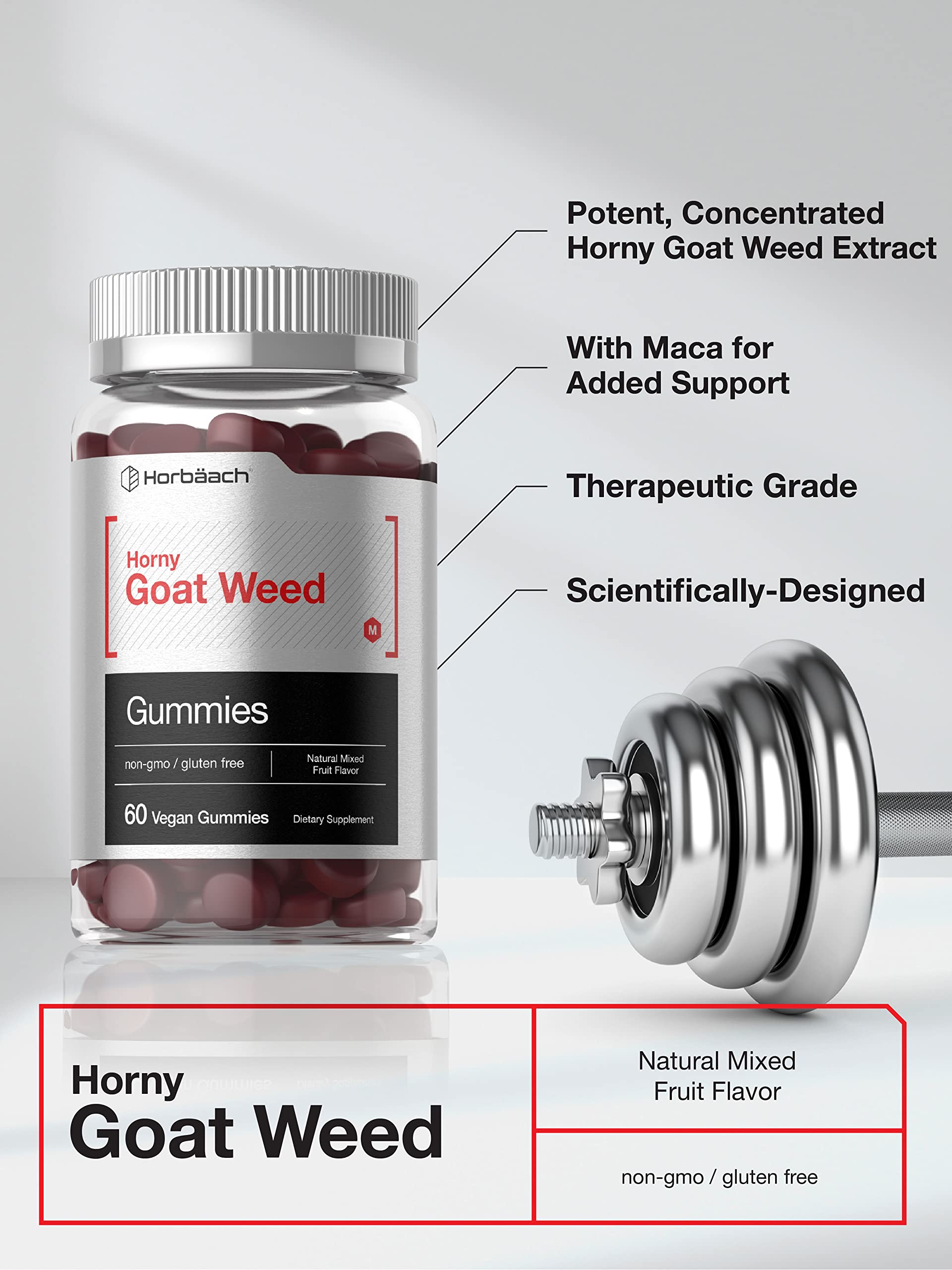 Foto 4 pulgar | Suplemento Horbäach Horny Goat Weed Gomitas 60 Gomitas Veganas - Venta Internacional.