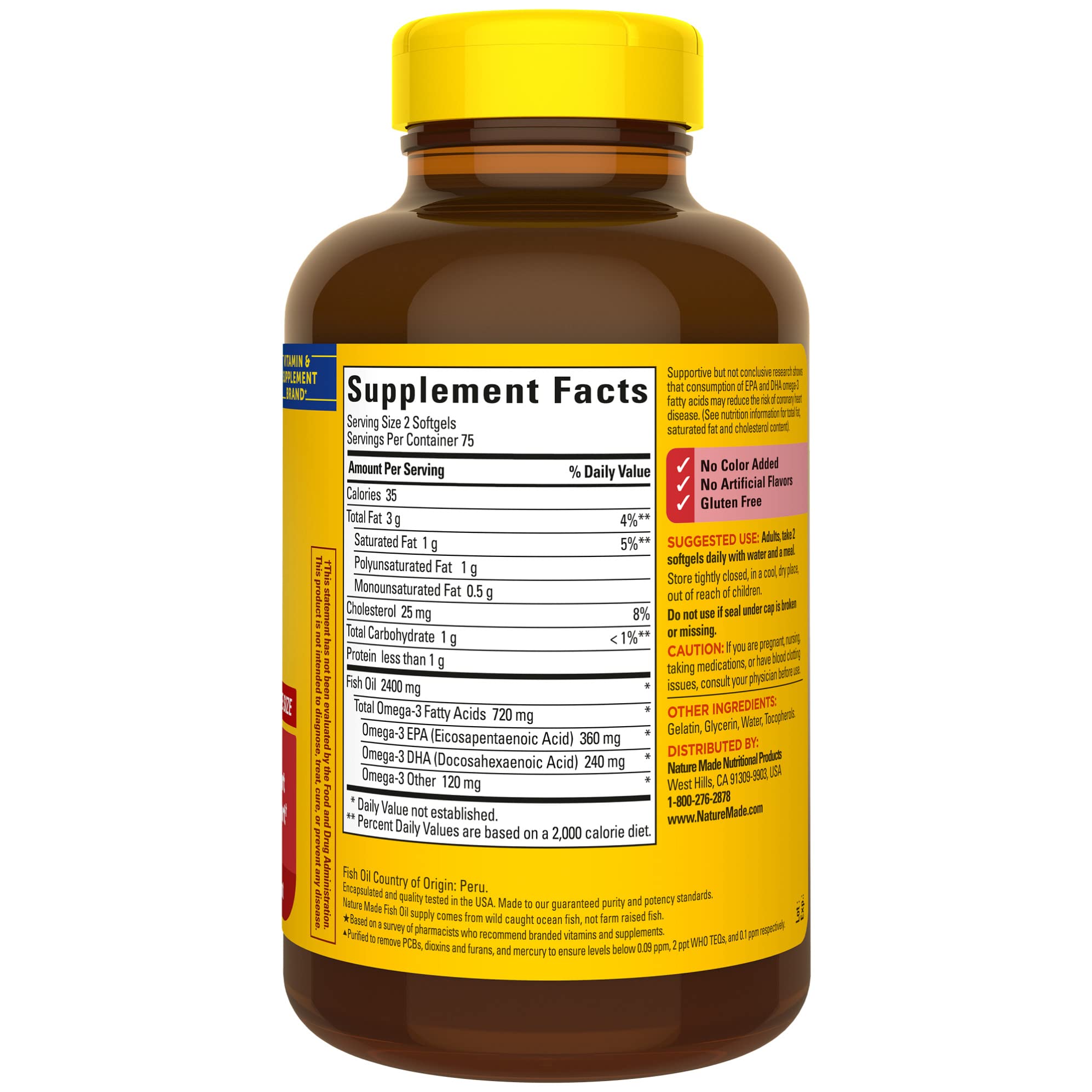 Foto 7 | Suplemento De Aceite De Pescado Nature Made 1200 Mg 150 Cápsulas Blandas - Venta Internacional.