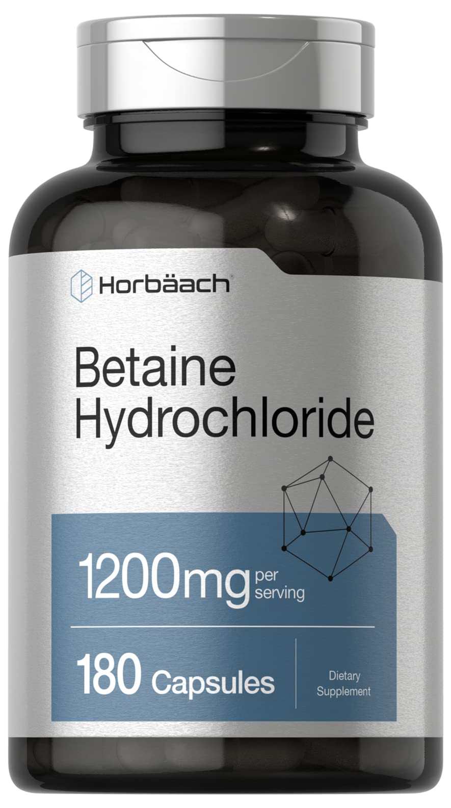 Foto 2 pulgar | Suplemento Horbaach Betaine Hcl 1200 Mg 180 Cápsulas - Venta Internacional.