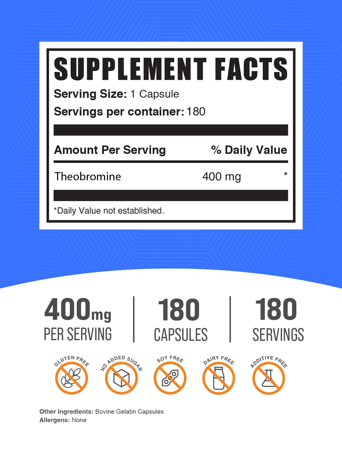 Foto 3 pulgar | Suplemento Bulksupplements.com Teobromina 400 Mg 180 Cápsulas - Venta Internacional.